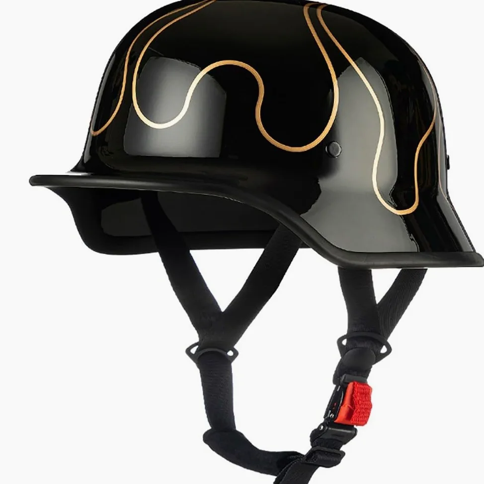 Cascos Half-Helmet, Casco De Cara Abierta, Casco Semi Cubierto para Motocicleta, Moto De Estilo Retro Homologado ECE Casco Alemán De La Segunda Guerra Mundial