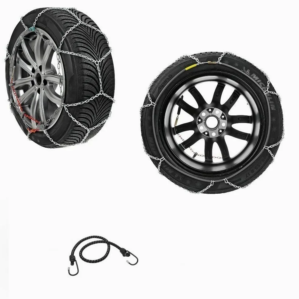 Cadena DE Nieve para Coches con Goma 890 15" CERCHIO 15" Pareja DE Cadenas DE Malla DE 7MM APROBADAS para Ruedas DE Coche DE Carretera Cable DE Acero Inoxidable para Hielo