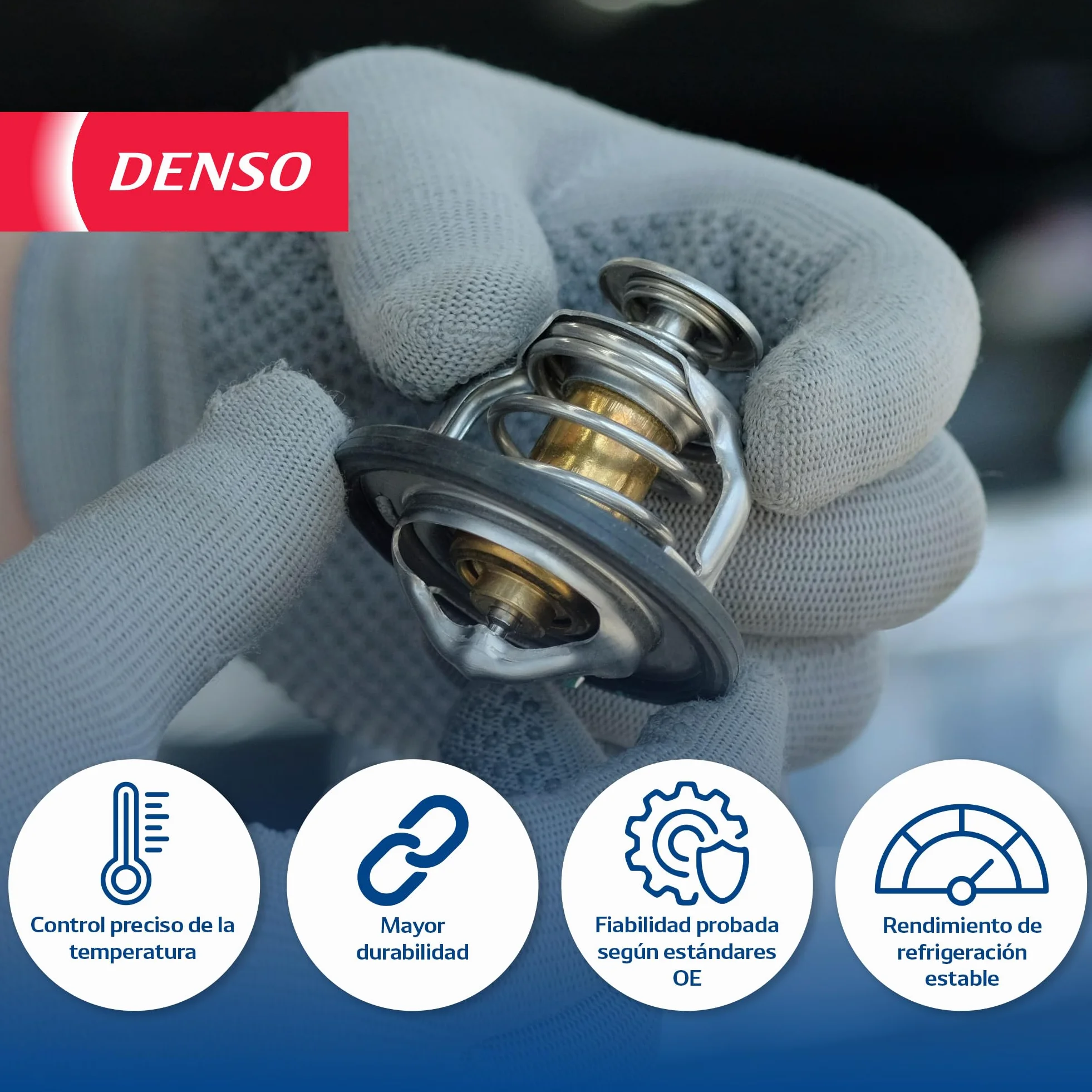 DENSO Termostato (Número de pieza DTM89768) para sistema de refrigeración del vehículo – Calidad OE, sustitución de ajuste directo, control preciso de temperatura, protección del motor