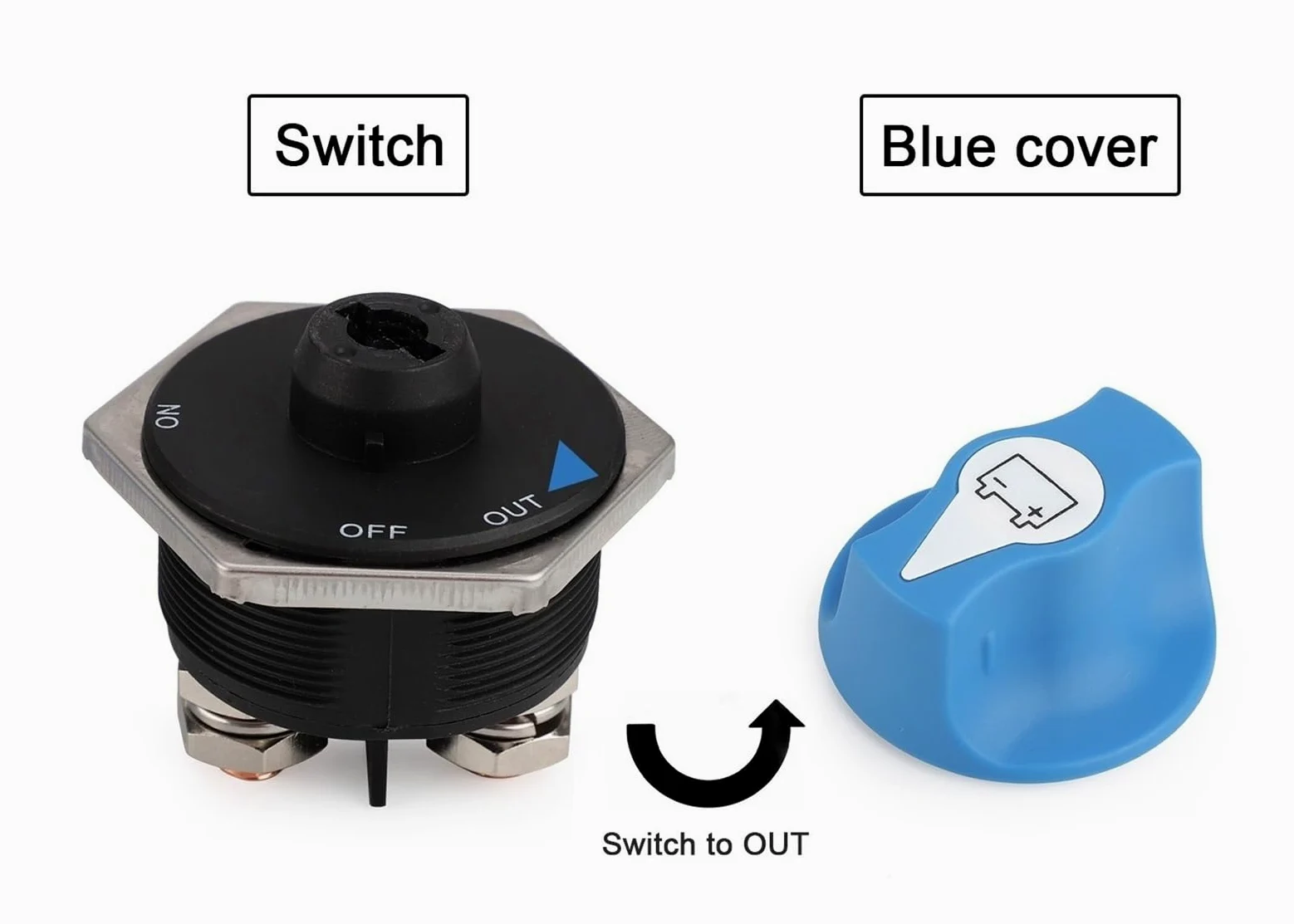 Interruptor de batería de coche, 50, 100, 200 y 300 A, azul, desconectador de batería, kit de interruptor de corte for RV, motocicleta, camión, barco(300A)
