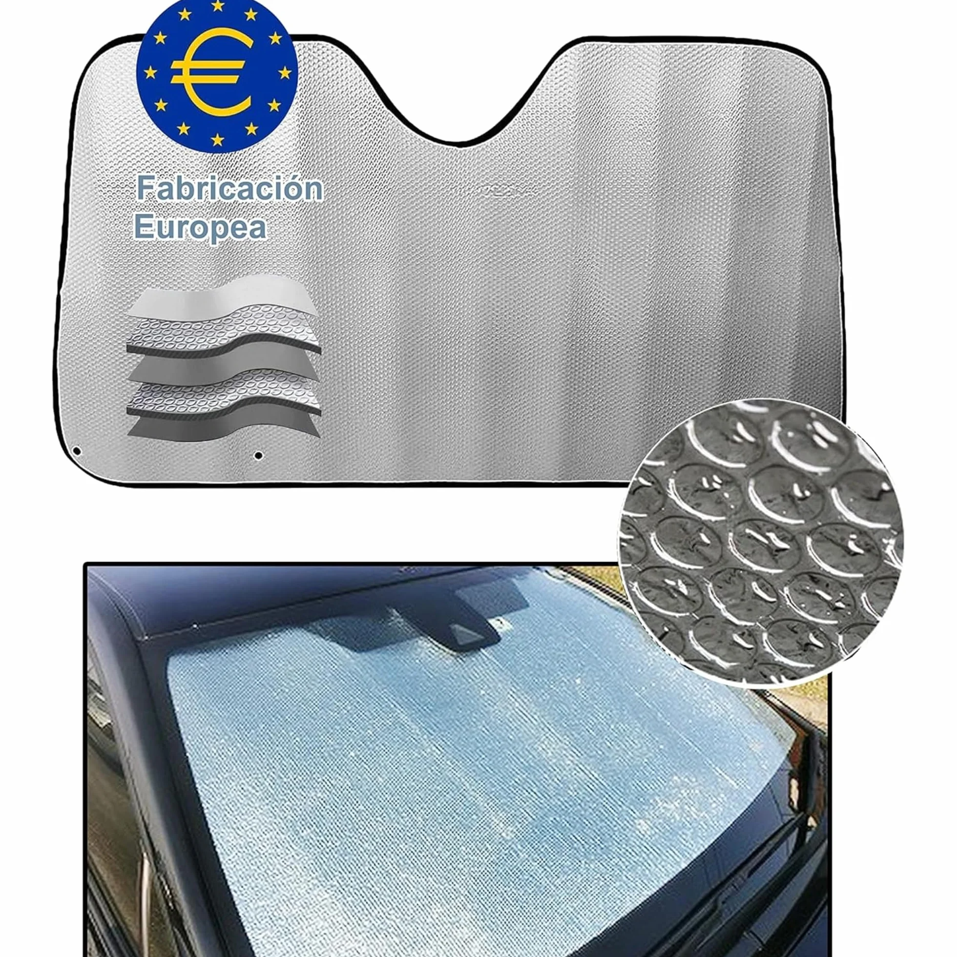 AUTOZOCO Parasol para Parabrisas Delantero Plegable, Protector Solar Universal 140 x 70 cm