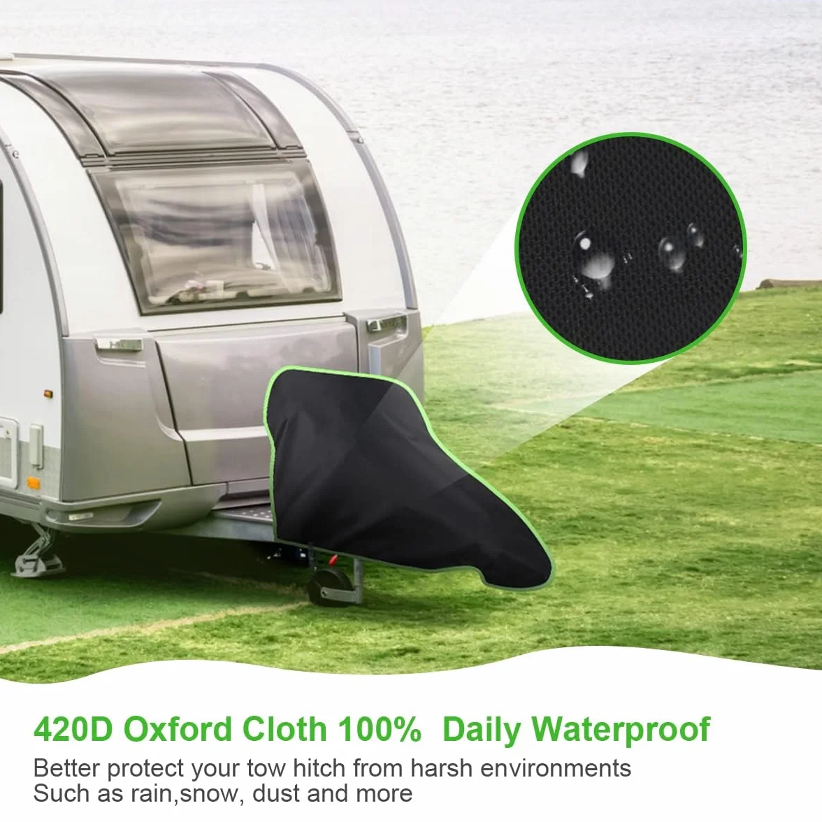 URAQT Cubierta para Remolque de Caravana Cubierta, 420D Impermeable Cubierta de Remolque para Remolquede Cabezal de Caravana Duradera Impermeable contra Lluvia y El Polvo, 94 * 65cm