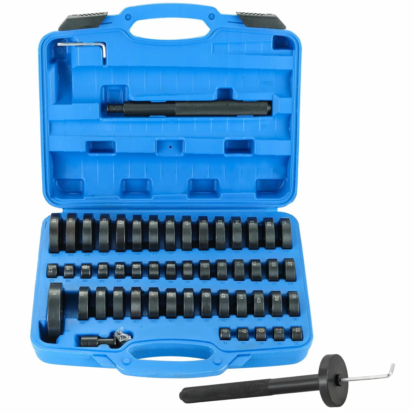 NYXOVA Juego de herramientas de conductor de bujes personalizados 52 en 1, removedor de sello de carrera, extractor de cojinetes de rueda de transmisión, kit de herramientas de prensa de cojinetes