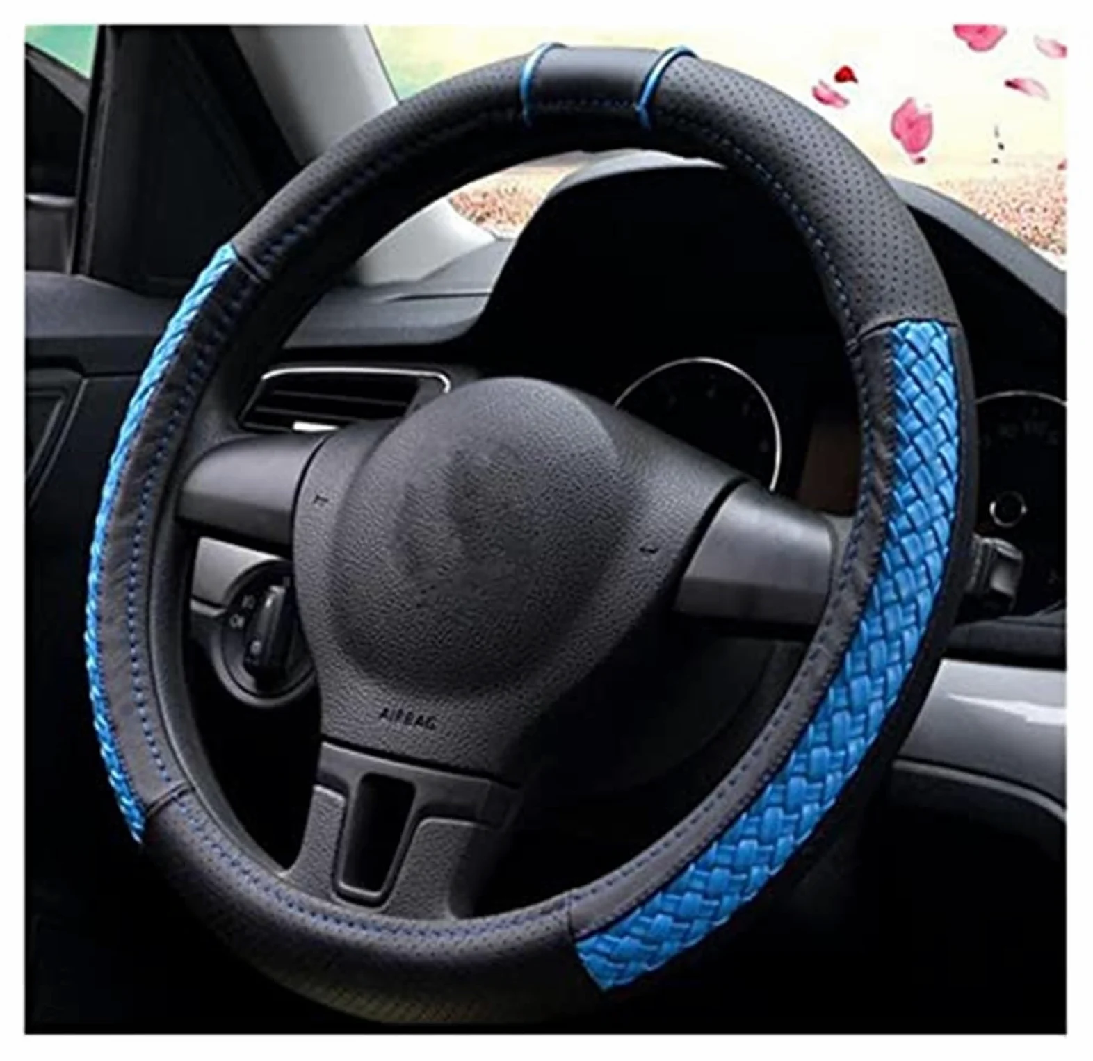 Funda Protectora para Volante de Coche Funda para Volante Funda para Volante de Coche Universal 37-38cm(Blue)