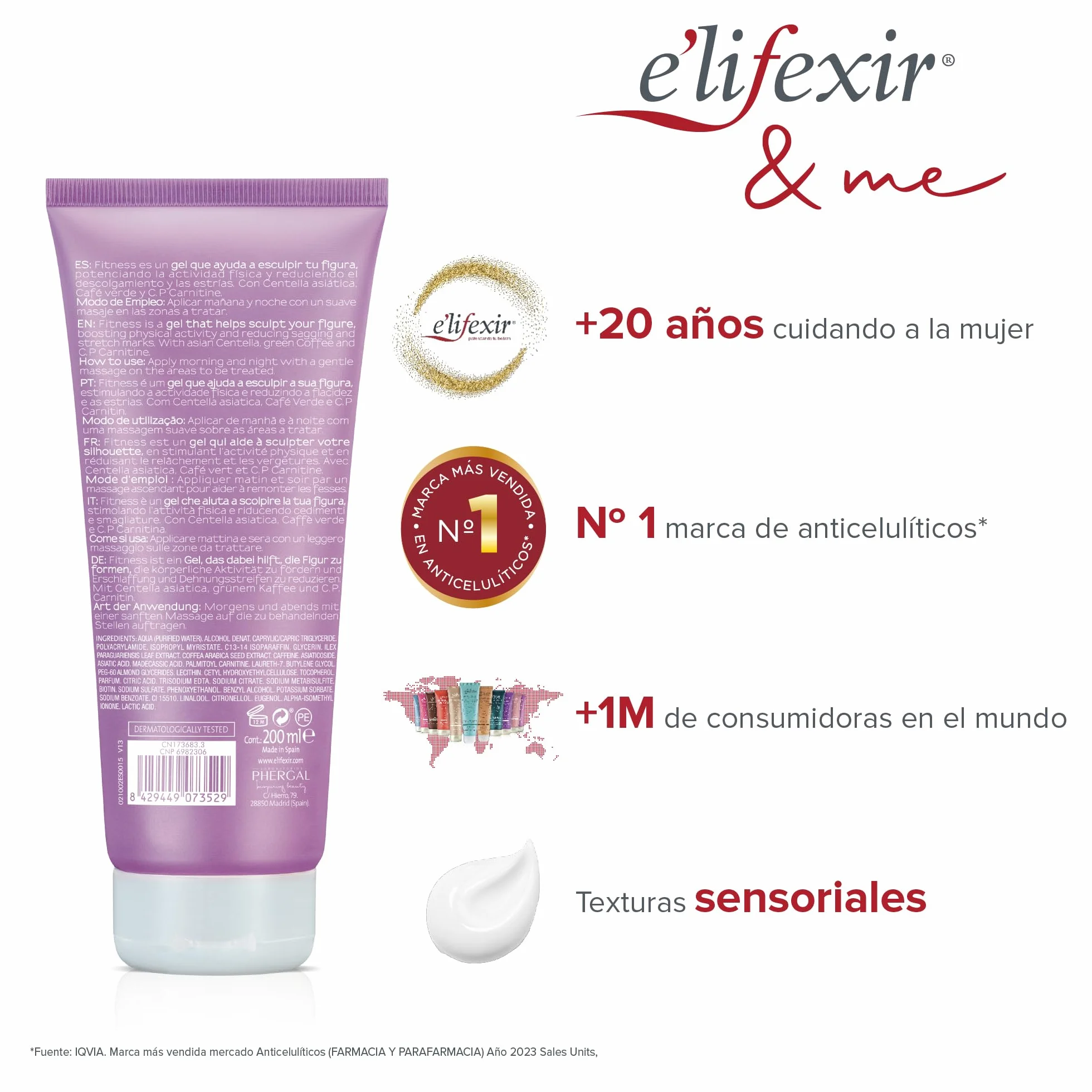 Elifexir Fitness Gel Remoldeador y Reafirmante Corporal, Café Verde, 200 ml