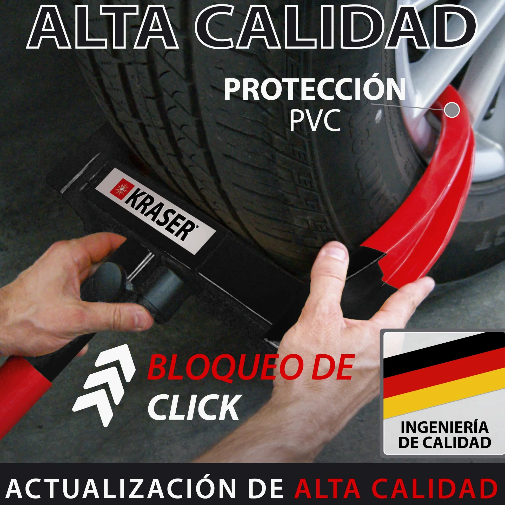 KRASER KR820 Cepo Coche Antirrobo, N1 Alemania, Testado Anti Taladro, Protección Que tranquiliza, Inmovilizador Cepo Rueda, Antirrobo Coche, Universal Caravana, Remolque, SUV, Furgoneta, Moto