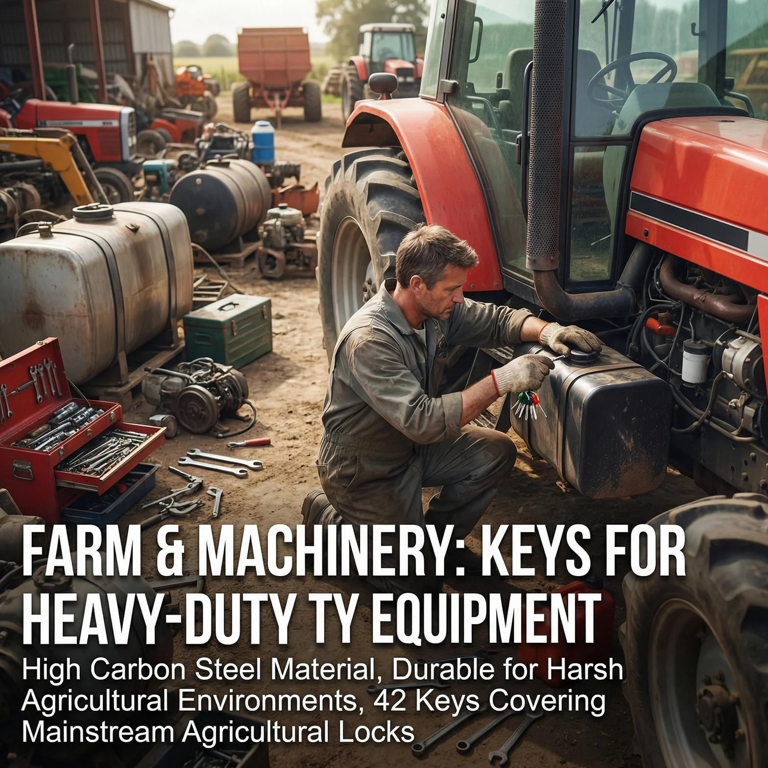Juego de 42 llaves de encendido y de repuesto, llaves universales para excavadoras, cat, Komatsu, Kubota, Hitachi, Takeuchi, Volvo, Bobcat, John Deere, Toyota, JLG, Genie