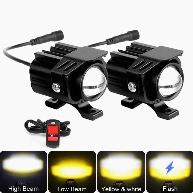 Faros Motocicleta Faro LED para Motocicleta LED Antiniebla | Faro auxiliar LED 12-24V luz antiniebla blanca lámpara punto adicional para moto Para cross ATV patinete eléctrico Quad