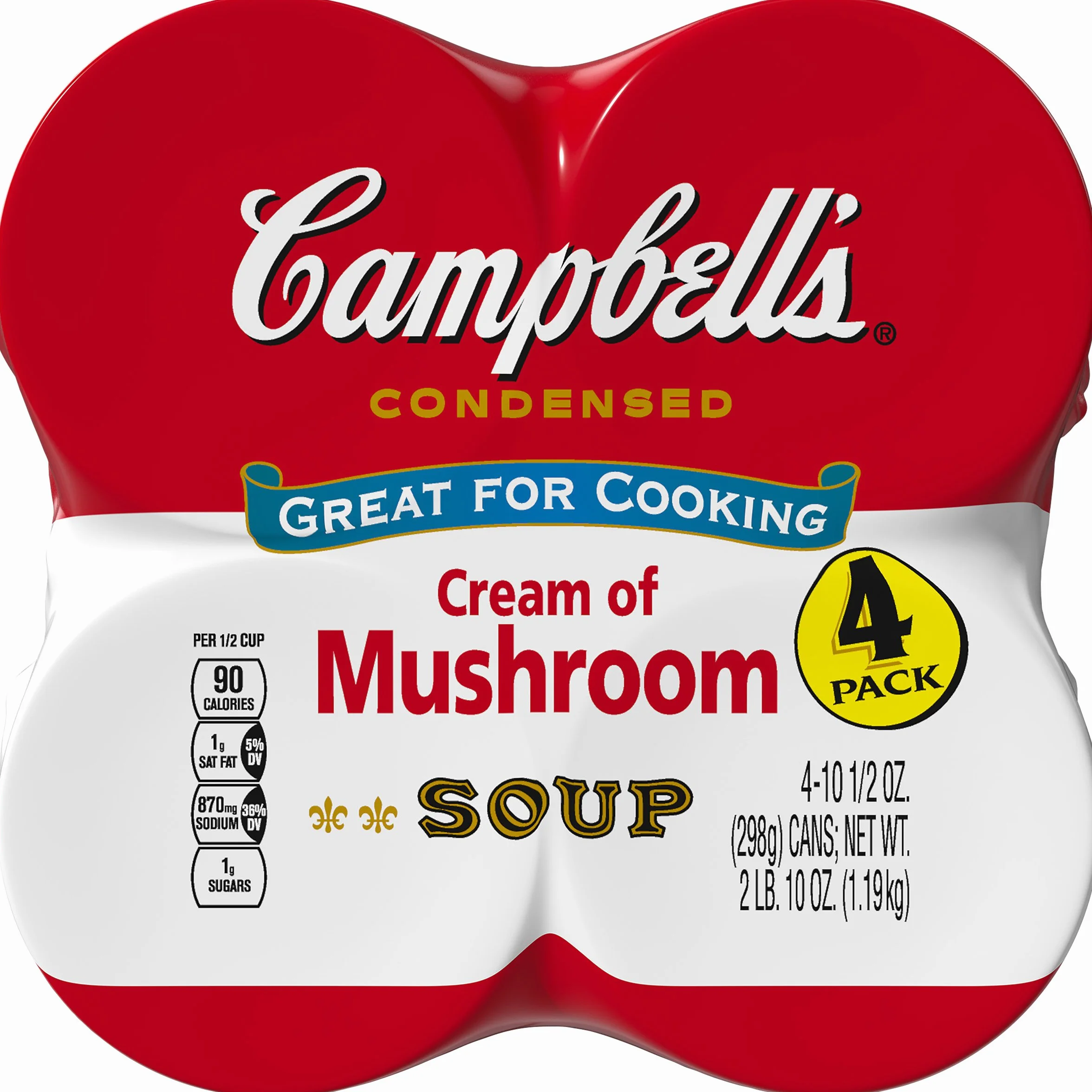 Campbell's Cream of Mushroom Condensed Soup 10.5 oz Pack of 4