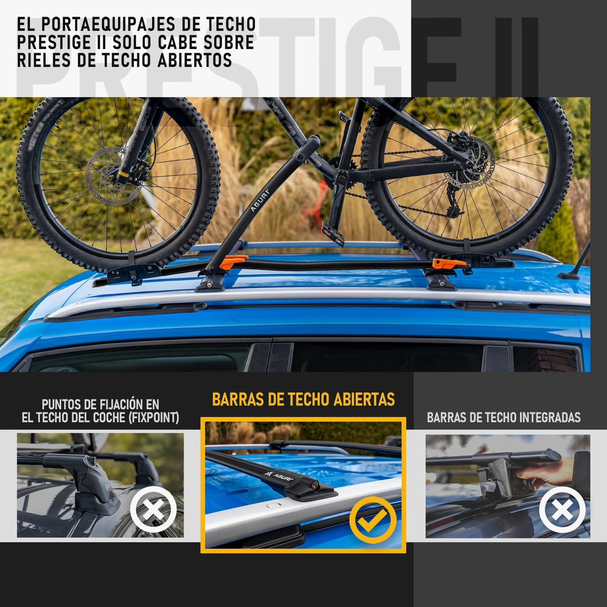 AGURI Prestige II | Compatible con Volkswagen T-Roc 2017+ | Portaequipajes de Techo, Barras de Techo | Destinado a Poner Cofres, Soportes y Escaleras | Construcción Ligera y Resistente de Aluminio