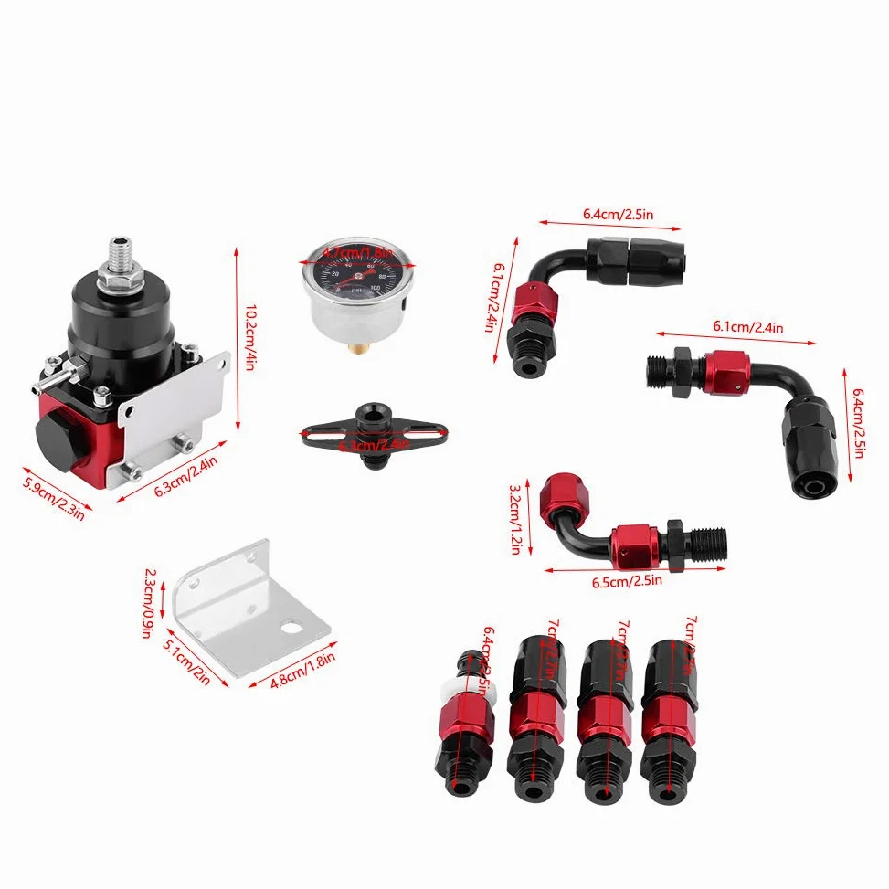 Kit regulador de presión de gasolina ajustable universal, medidor de aceite 0-100psi AN 6