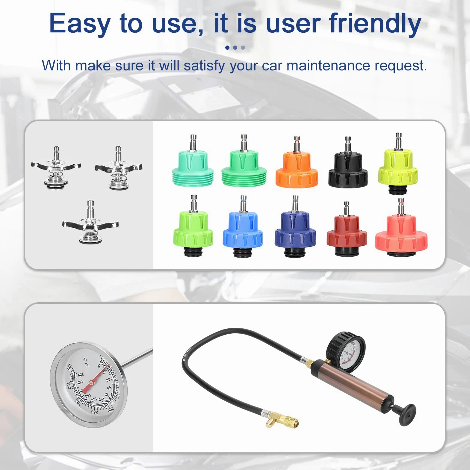 Kit universal de detección fugas en depósitos combustible for automóviles, herramienta detectora for , probador presión agua del radiador, kit herramientas vacío for refrigerante aire acondicionado