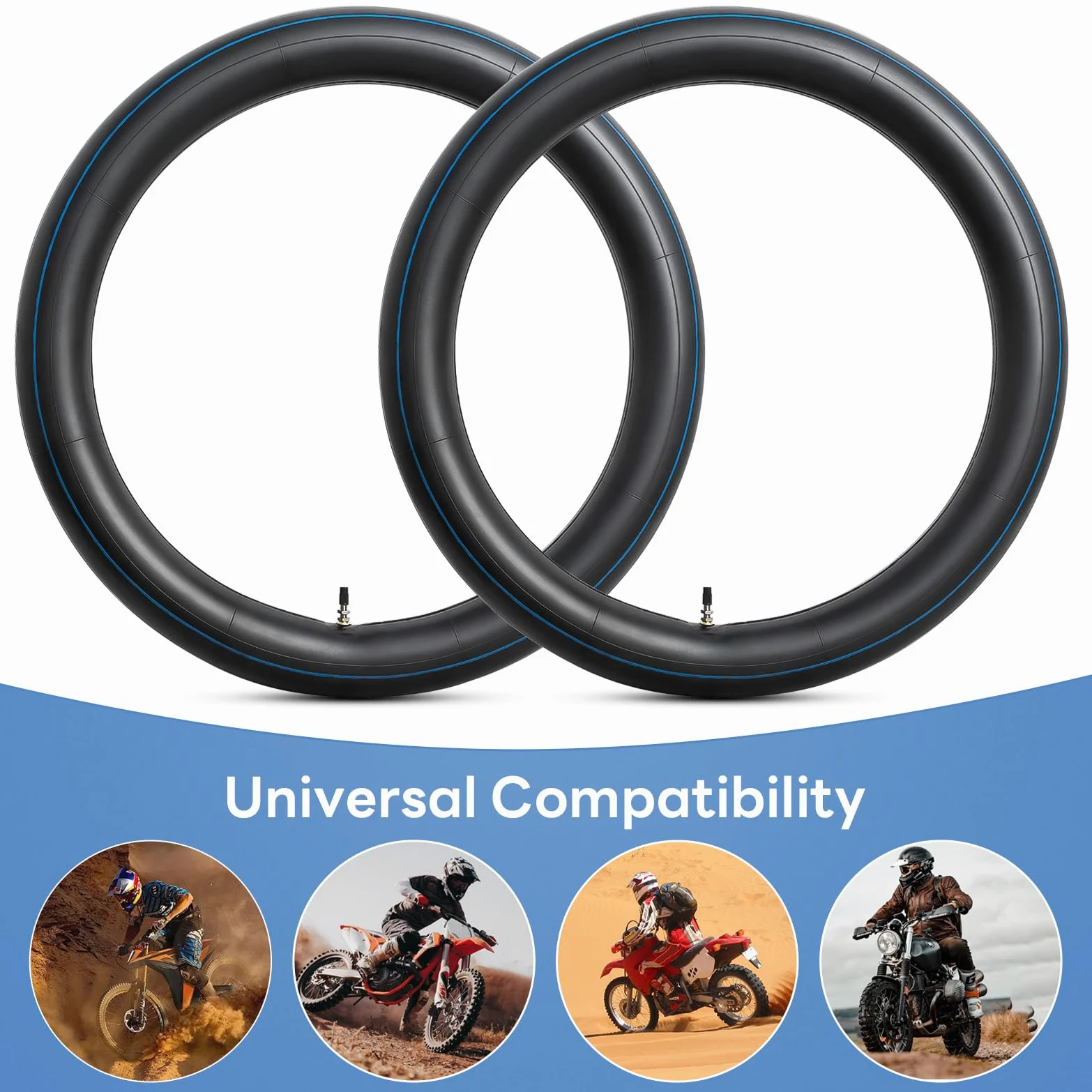 2 unidades 2,75/3,00 – 21 (80/100-21) cámaras de aire para motocicleta TR4 Dirt Bike Premium de repuesto para motocicleta de carga pesada, compatible con neumáticos delanteros y traseros de