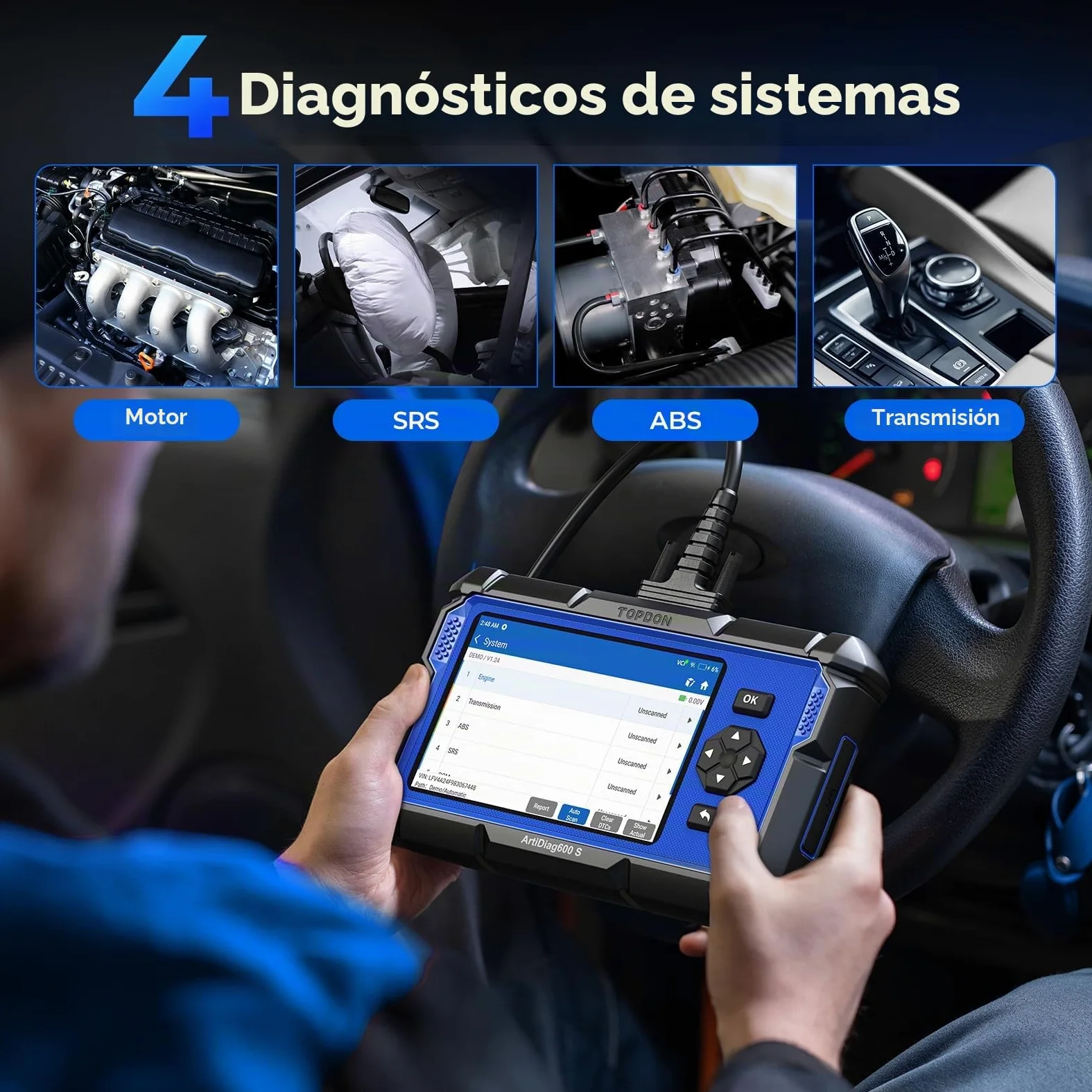 TOPDON OBD2 Scanner ArtiDiag600S, 8 Reset Service(Oil, BMS, ABS, SAS, EPB, DPF, TPMS, Throttle)&4 System Diagnostic Tool(AT/Eng/ABS/SRS), Full OBD2 Function Code Reader, Free Lifetime Upgrade