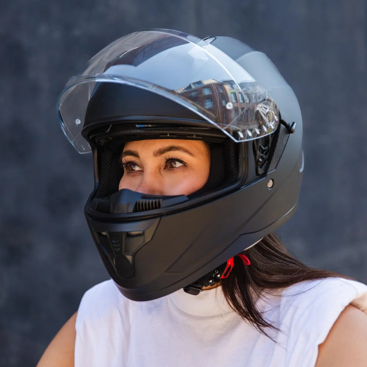 VINZ Kennet Casco Integral Moto | con Visera Solar | ECE 22.06 Homologado | Casco Scooter & Ciclomotor | En Tamaño XS - XXL | para Hombre y Mujer - Negro Mate