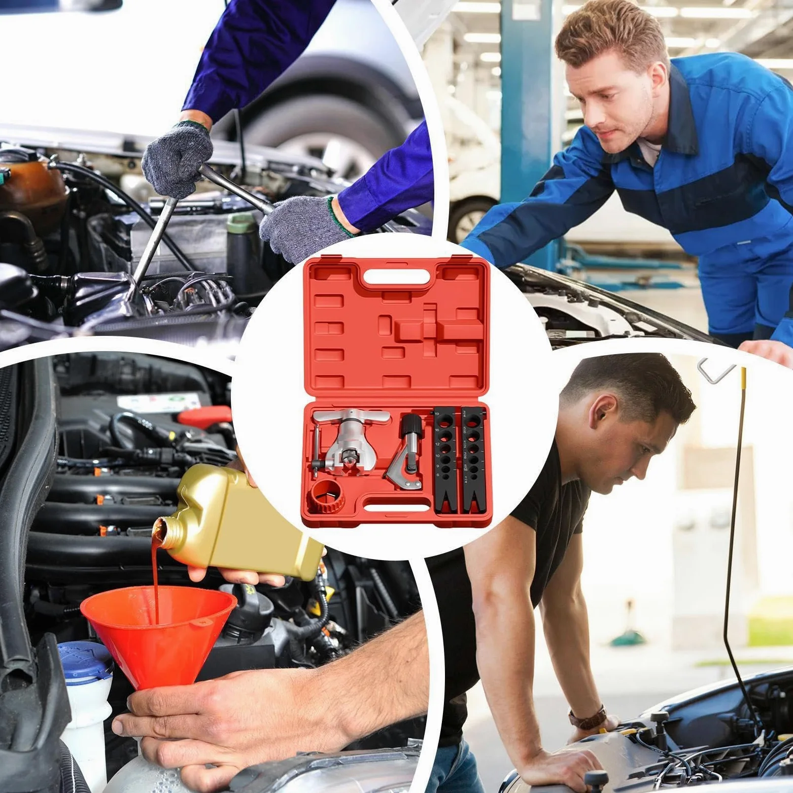 Genérico Herramienta Abocardadora Línea Freno Kit De Reparación De Tuberías | Herramienta Abocardadora De Freno De Metal Camión Sedán Automotriz Hogar Industria Garaje Y Taller Exterior