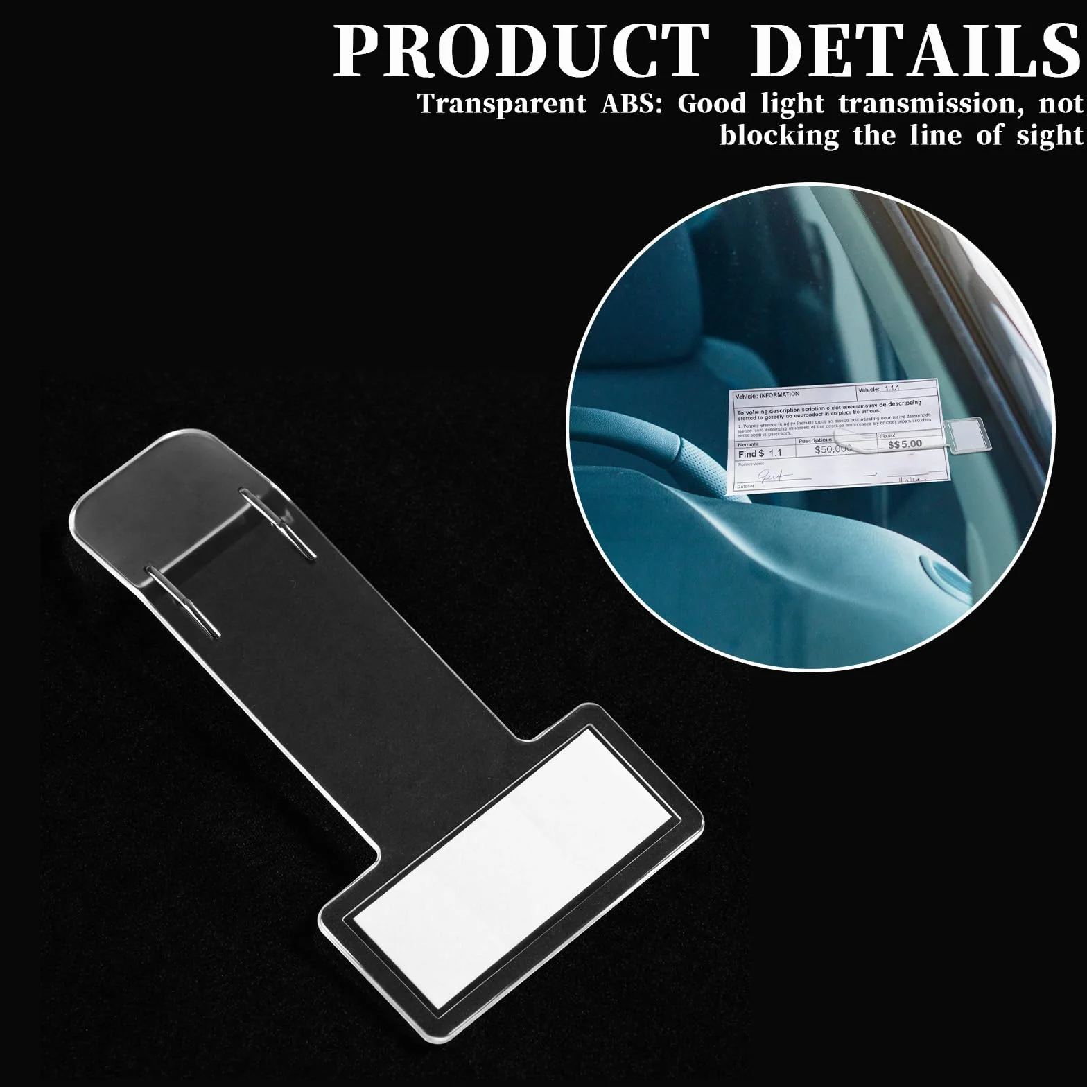 TIESOME 10 piezas de clips para soporte de ticket de aparcamiento, soportes transparentes para parabrisas autoadhesivos, clip para tickets para coches, caravanas, camiones