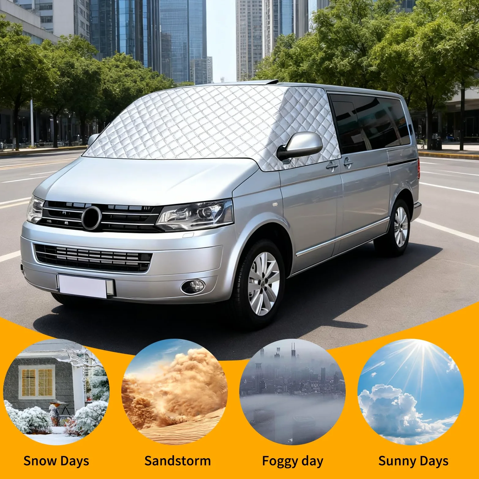 Protector de parabrisas para VW T6, cubierta exterior con algodón interior, cubierta frontal para bebé, protección contra el escarcha, anti-sol, termo-alfombras, protector solar