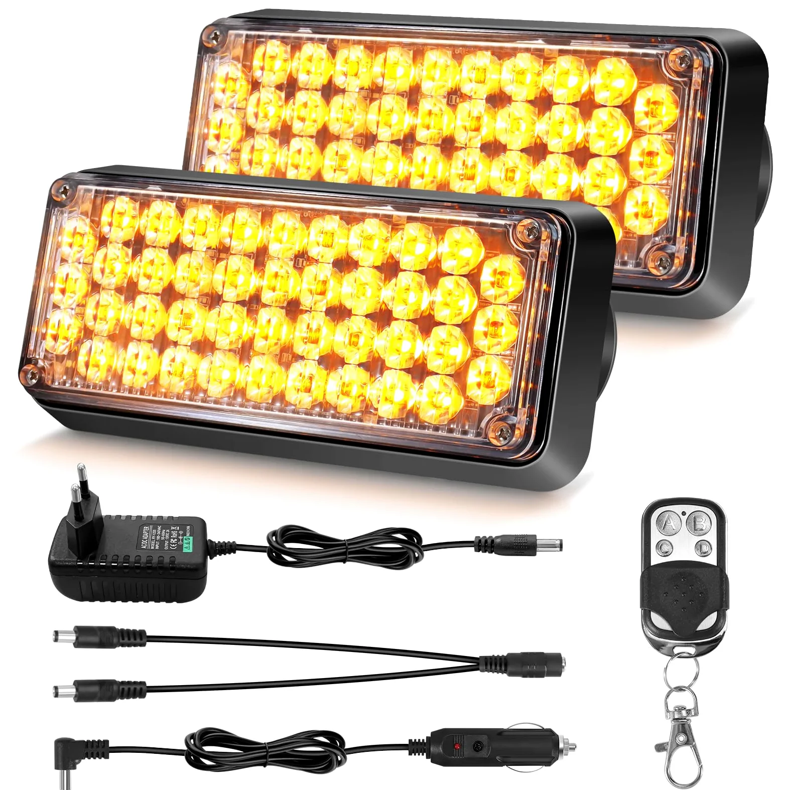 Dinfu LED faro giratorio batería, luz de advertencia amarillo 12V imán inalámbrico 12v luz amarilla led intermitente con 5 modos estroboscópicos intermitentes para coche camión tractor coche camión