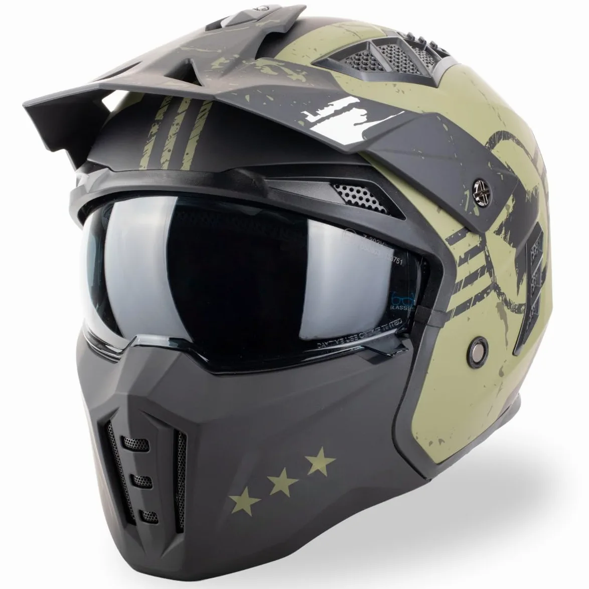 VINZ Shikoku - Casco Jet / Streetfighter | Homologado ECE 22.06 | Casco de moto | Casco de moto | Casco Scooter con visera solar / Parasol | Casco Jet con protector de barbilla desmontable