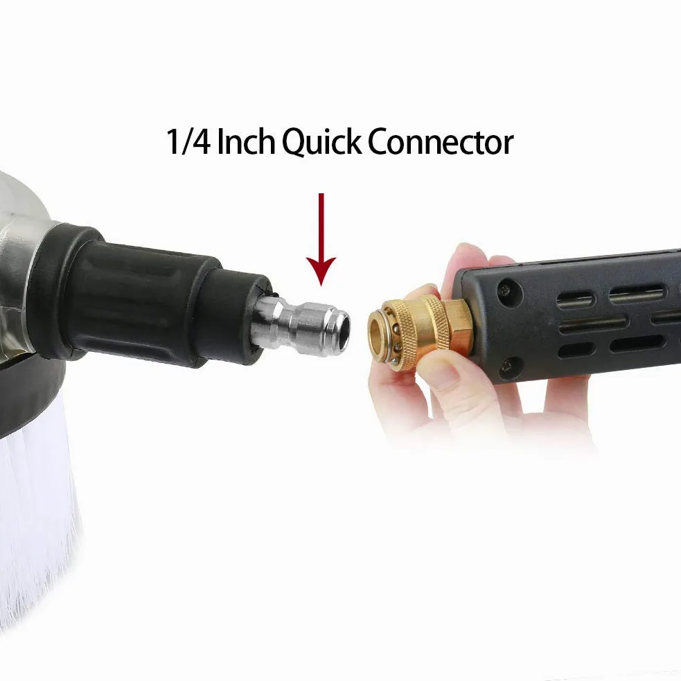 Sooprinse Kit de cepillo giratorio de lujo para lavado de coche, 1/4 de pulgada, conexión rápida, cepillo de lavado por inmersión para limpieza de superficies de coche, vidrio, suelo de madera,