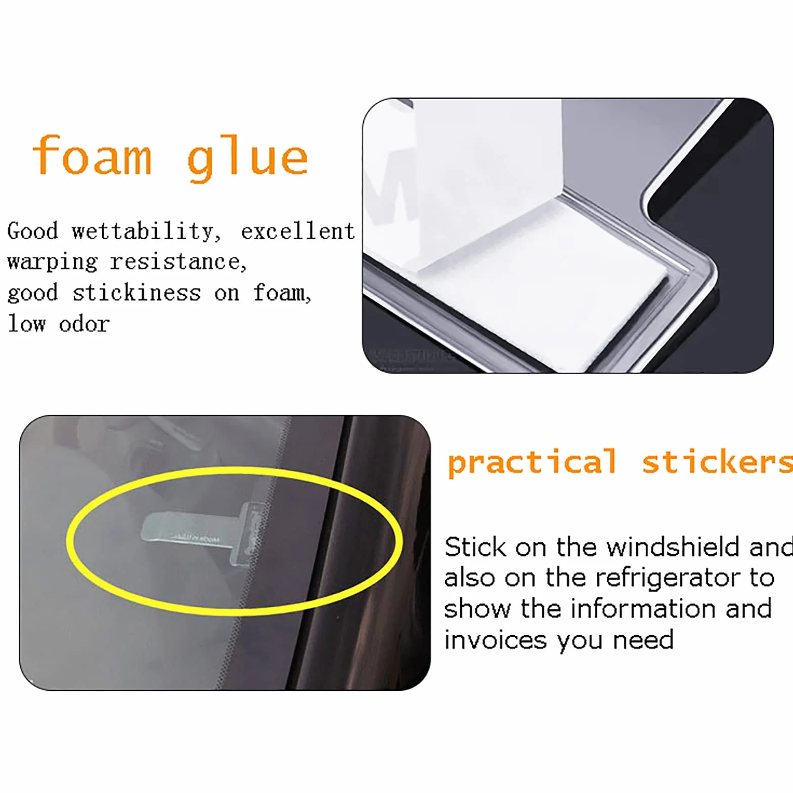 6 Pcs Soporte para tique de Aparcamiento, Clip para boletos Autoadhesivo para Permiso de Parabrisas de estacionamiento,Pinza Transparente Ticket Coche Soporte para Camiones y caravanas