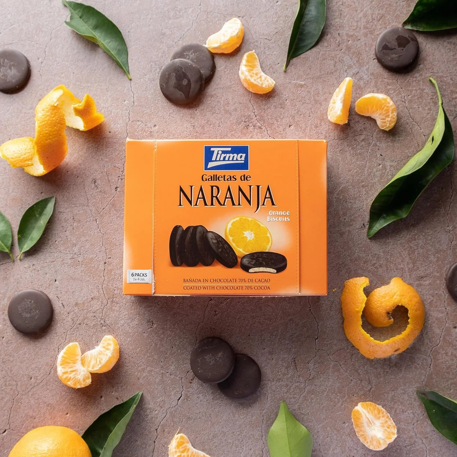 Tirma Galletas con Naranja Bañadas en Chocolate Negro 200g 70% Cacao