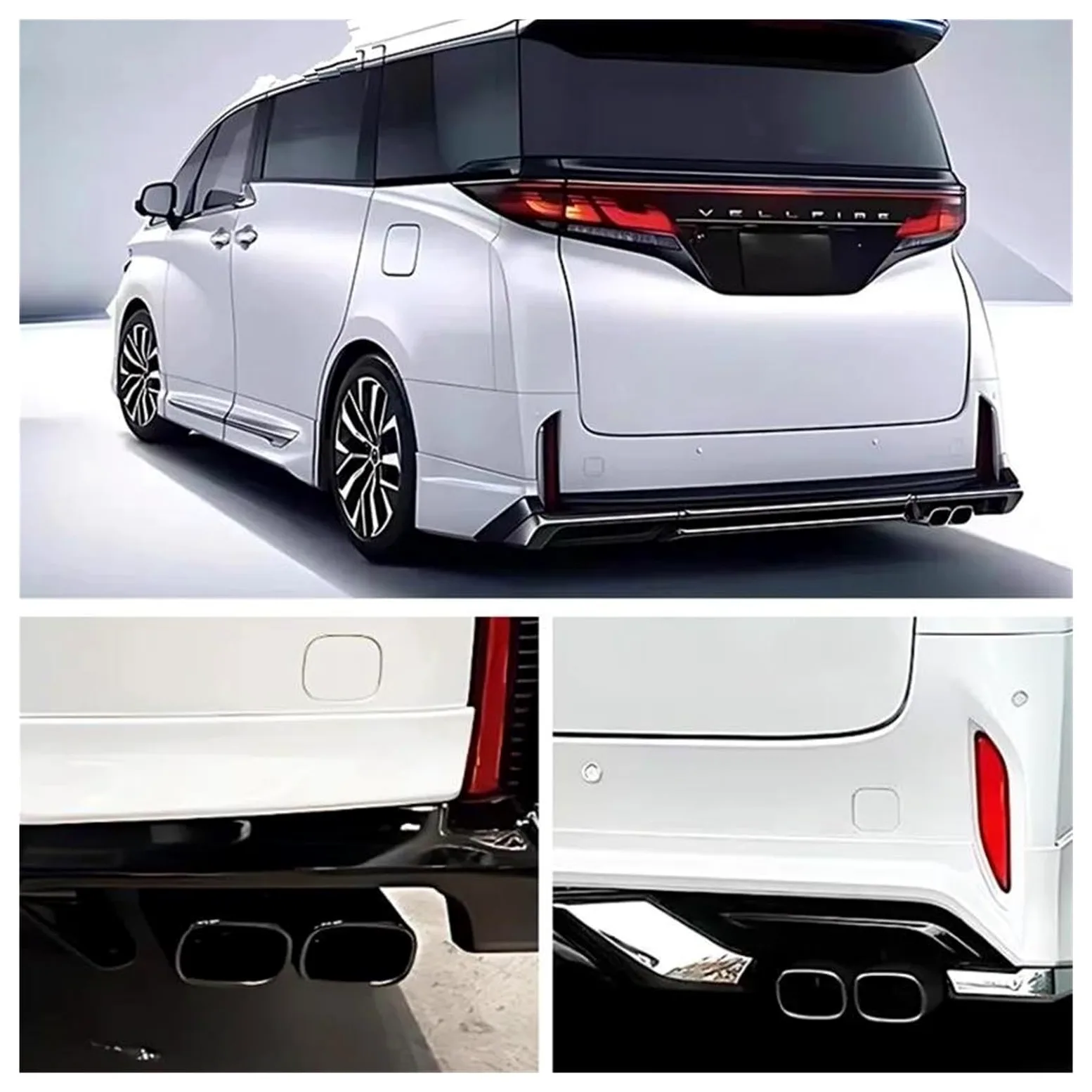 Tubo escape deportivo Silenciador de tubo de escape cuadrado de acero inoxidable de doble cabezal para Toyota para Alphard Serie 40 2024 silenciador