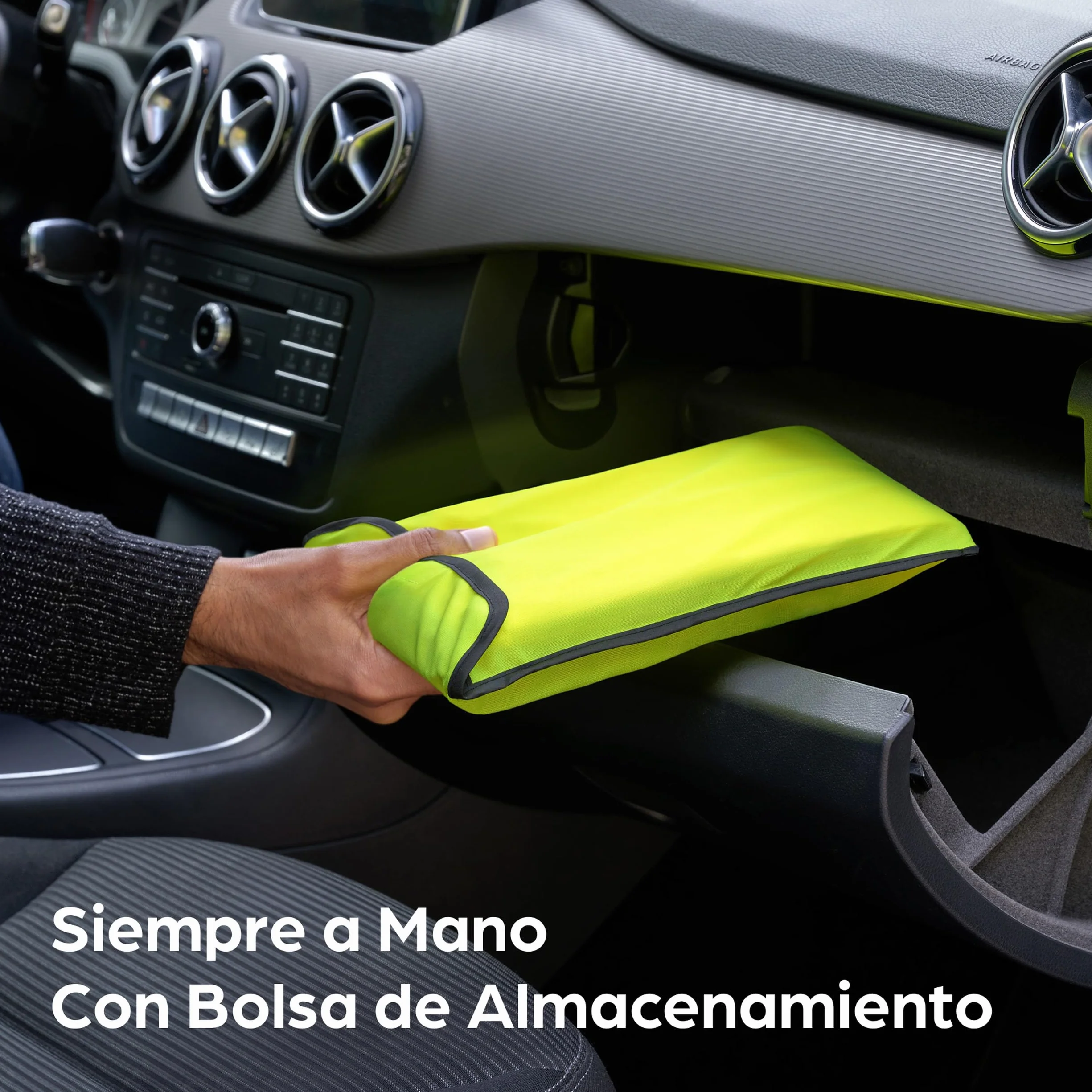 Prowiste 4 Chaleco Reflectante Homologado Set con Bolsa – Certificado EN ISO 20471, Válido en Toda Europa – Ideal para Auto, Construcción - Talla Única - Amarillo