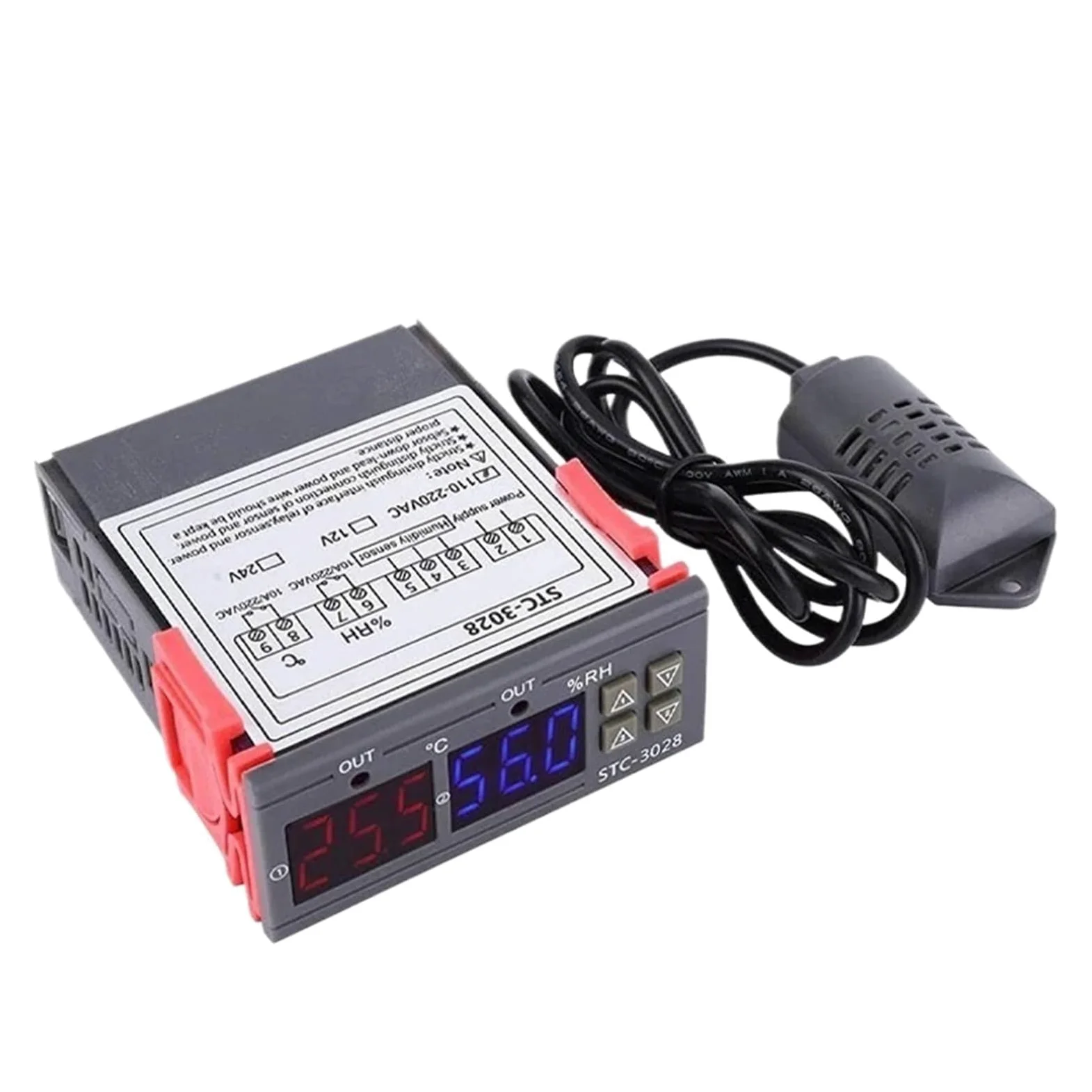 Controlador de temperatura digital STC-1000/3028 de 12/24/220 V for incubadora, relé LED, termostato de calefacción y refrigeración.