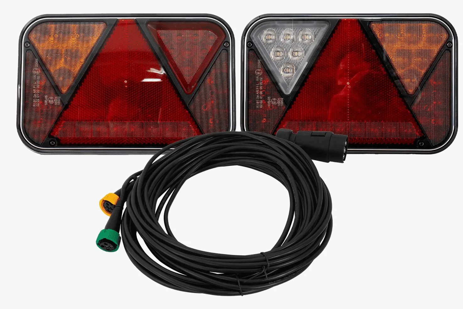 UNITRAILER Juego de faros traseros LED Canbus Fristom FT-270 izquierdo derecho 7 funciones 12 V antiniebla marcha atrás cableado eléctrico Mantes 7 pines enchufe para remolque camión coche Bisarca