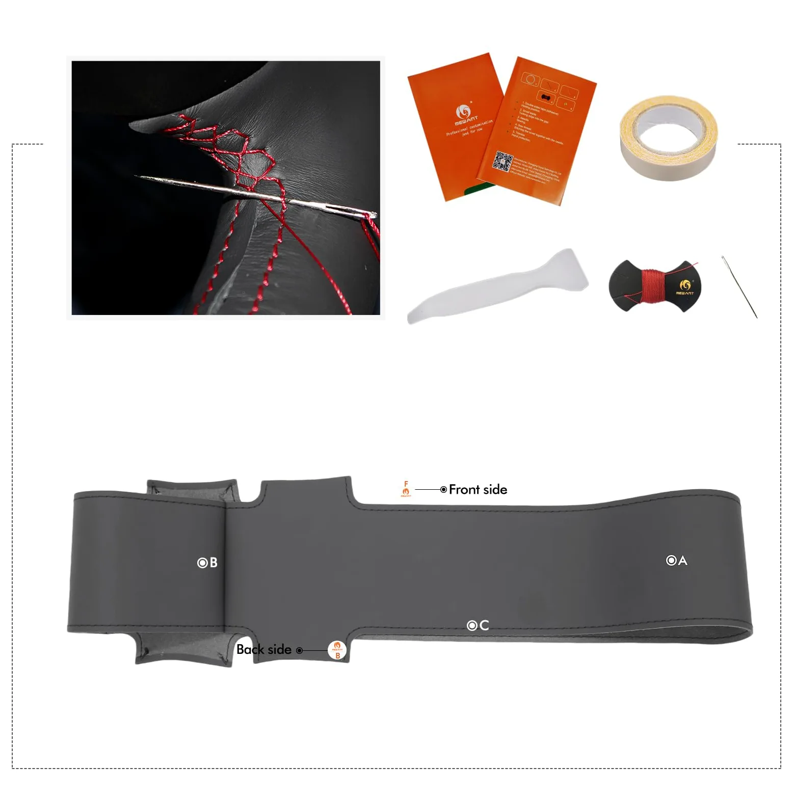 MEWANT Fundas para Volante de Coche Cosida a Mano para Land Rover Defender 2013-2018 Cubierta del Volante Accesorios para Land Rover Defender | Volante de Coche Cosida a Mano / Land Rover Defender 2013-2018 Accesorios / Land Rover Defender Transpirable Du