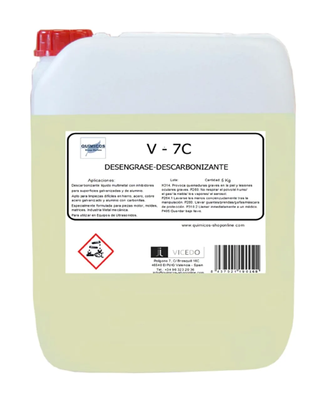 Limpiador Descarbonizante para Ultrasonidos V-7C 25 kg, Concentrado Multimetal para Motores, Culatas, Turbos y Piezas de Automoción