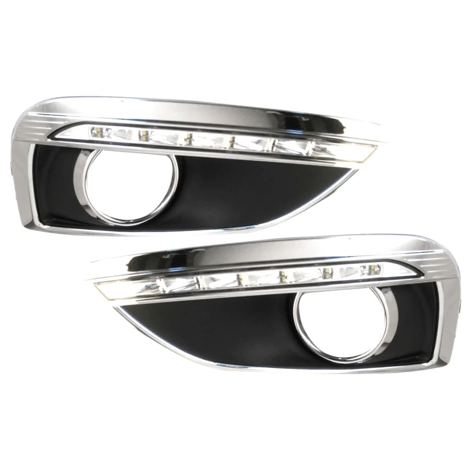 BAKUGO 2 Piezas LED Luz De Circulación Diurna Luz Antiniebla Luz Parachoques Delantero DRL Luz De Señal De Vuelta para Hyundai IX35 2010 2011 2012-White