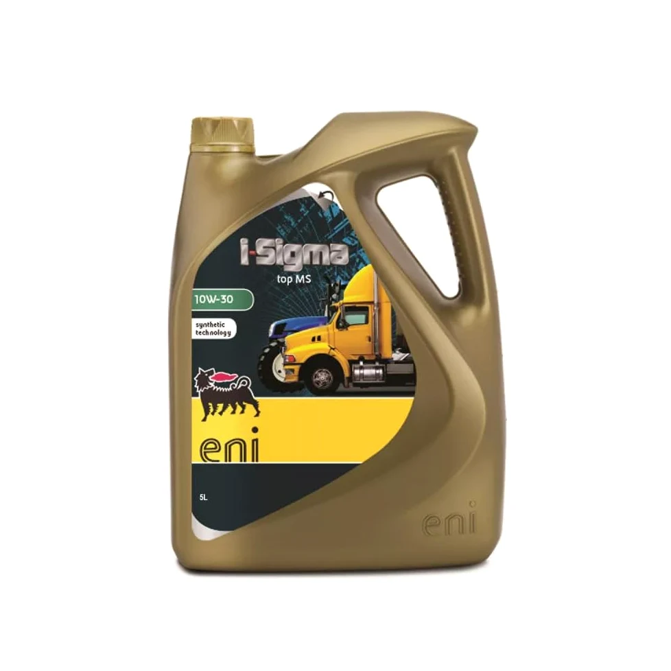ENI I-SIGMA Top MS 10W30, Aceite Sintético para Motores de Camiones y Maquinaria Pesada, 5 Litros