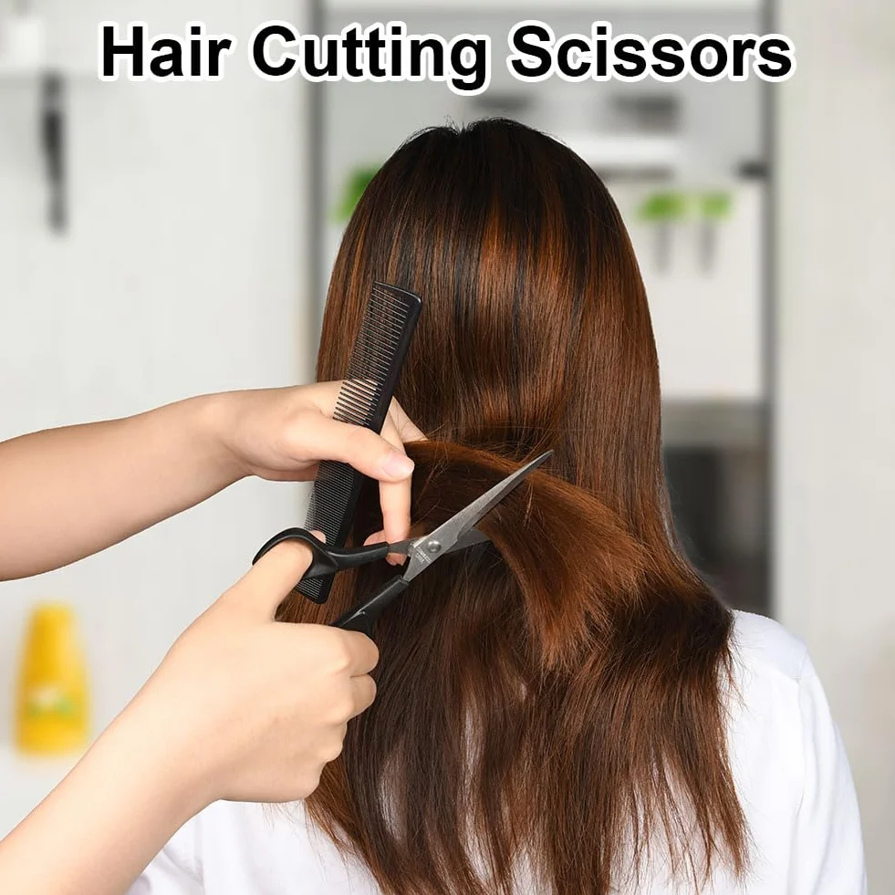 Profesional Tijeras Peluqueria 6,5 Pulgadas Acero Inoxidable Entresacar Kit Completo Negro