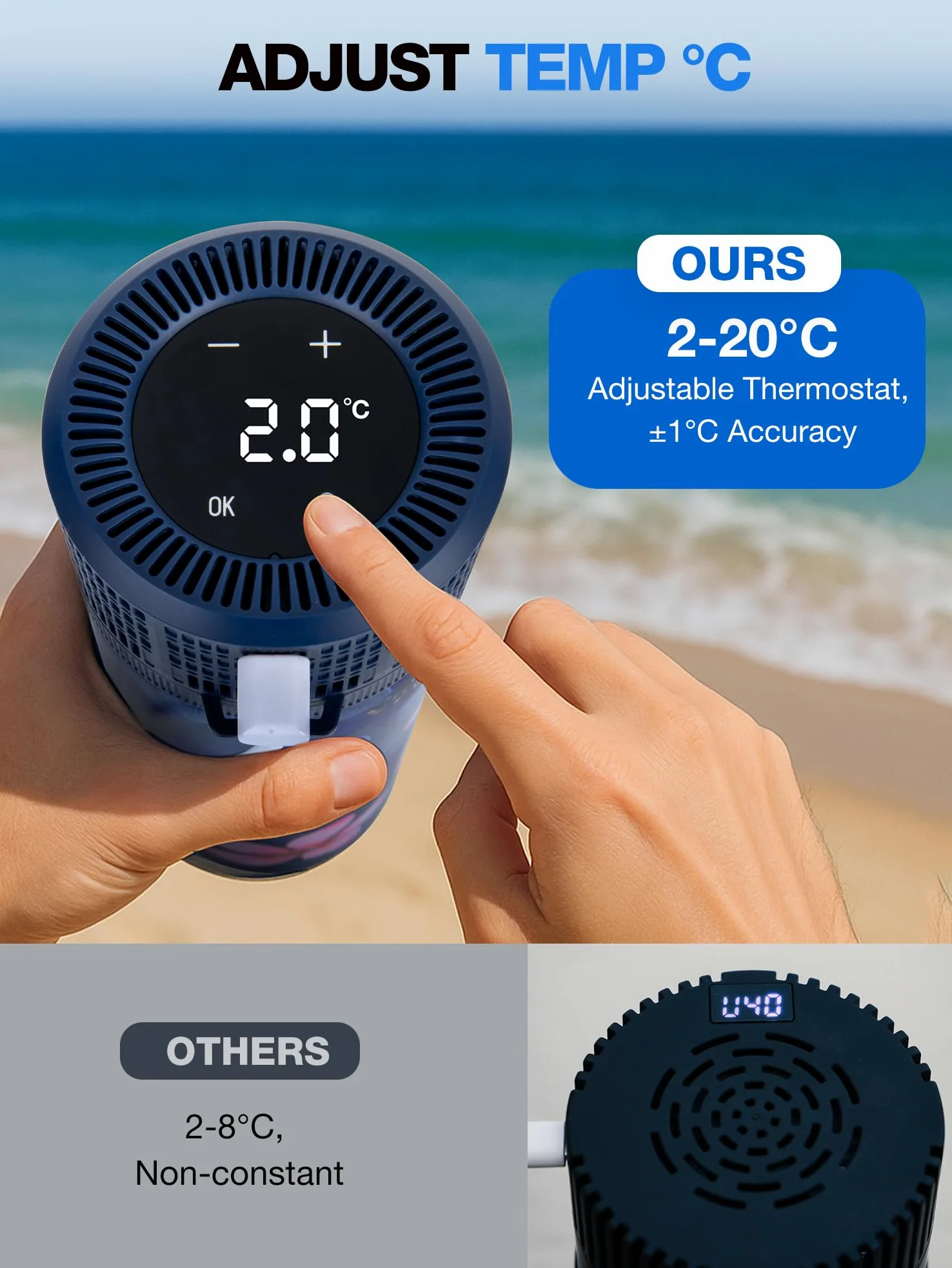 YOUSHARES Bolígrafos de Insulina Estuche de Viaje Enfriador con Indicador de Temperatura, Taza Refrigerada de Insulina de Acero Inoxidable 304