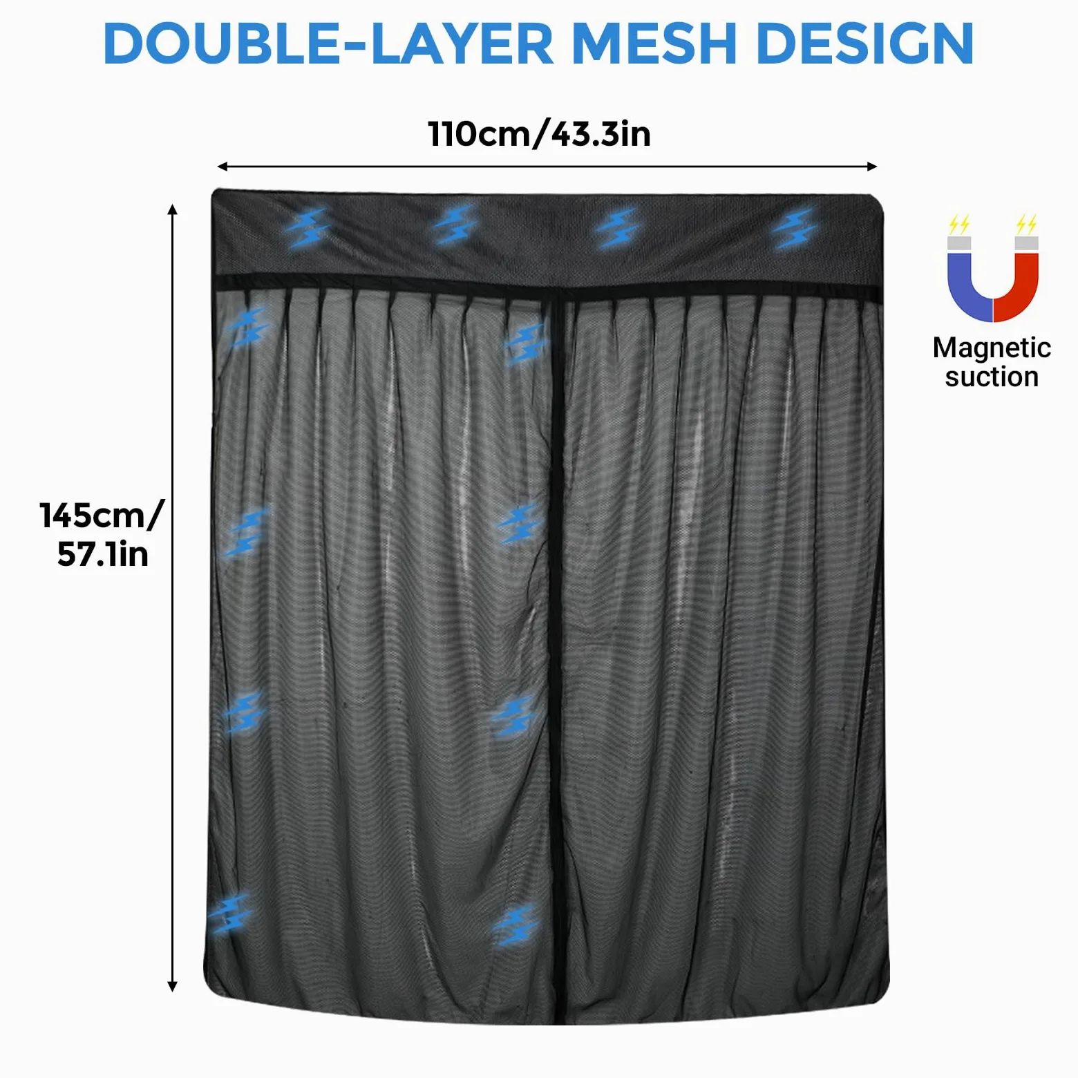 Mosquitera de Coche Reemplazo para Ford Transit Custom/Campervans, Mosquitera para Puerta Lateral de Coche, Mosquitera Magnética de Una Sola Capa para Acampar
