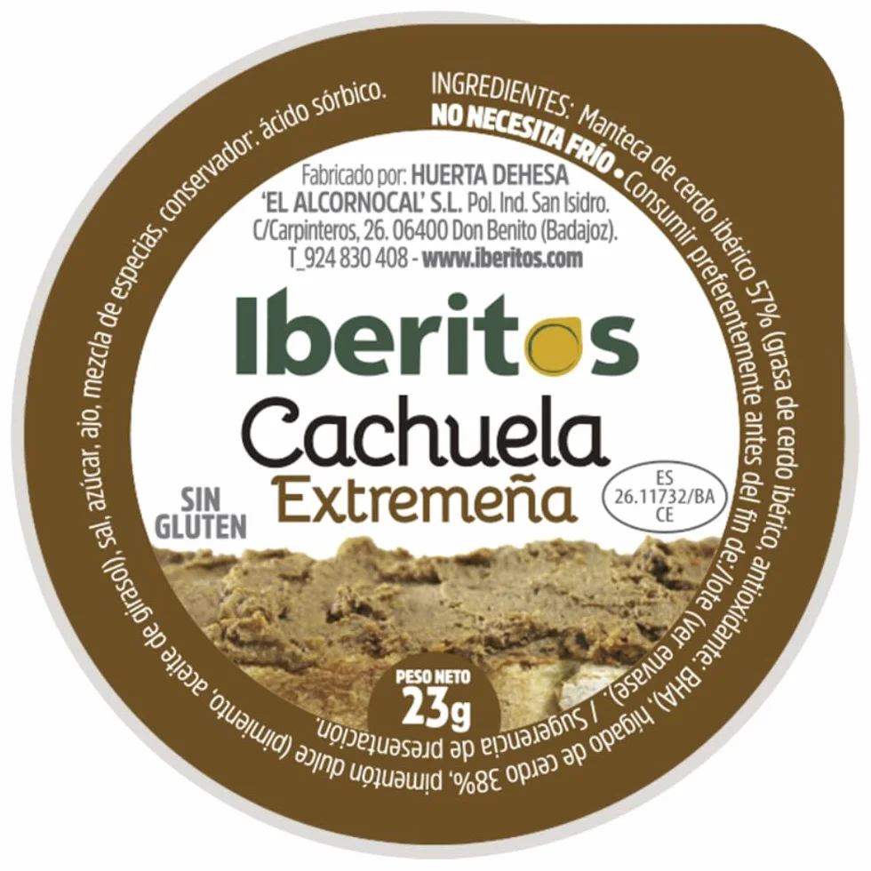 Iberitos Cachuela Extremeña Untable sin Gluten sin Lactosa Bandeja 18 Monodosis 23 Gramos