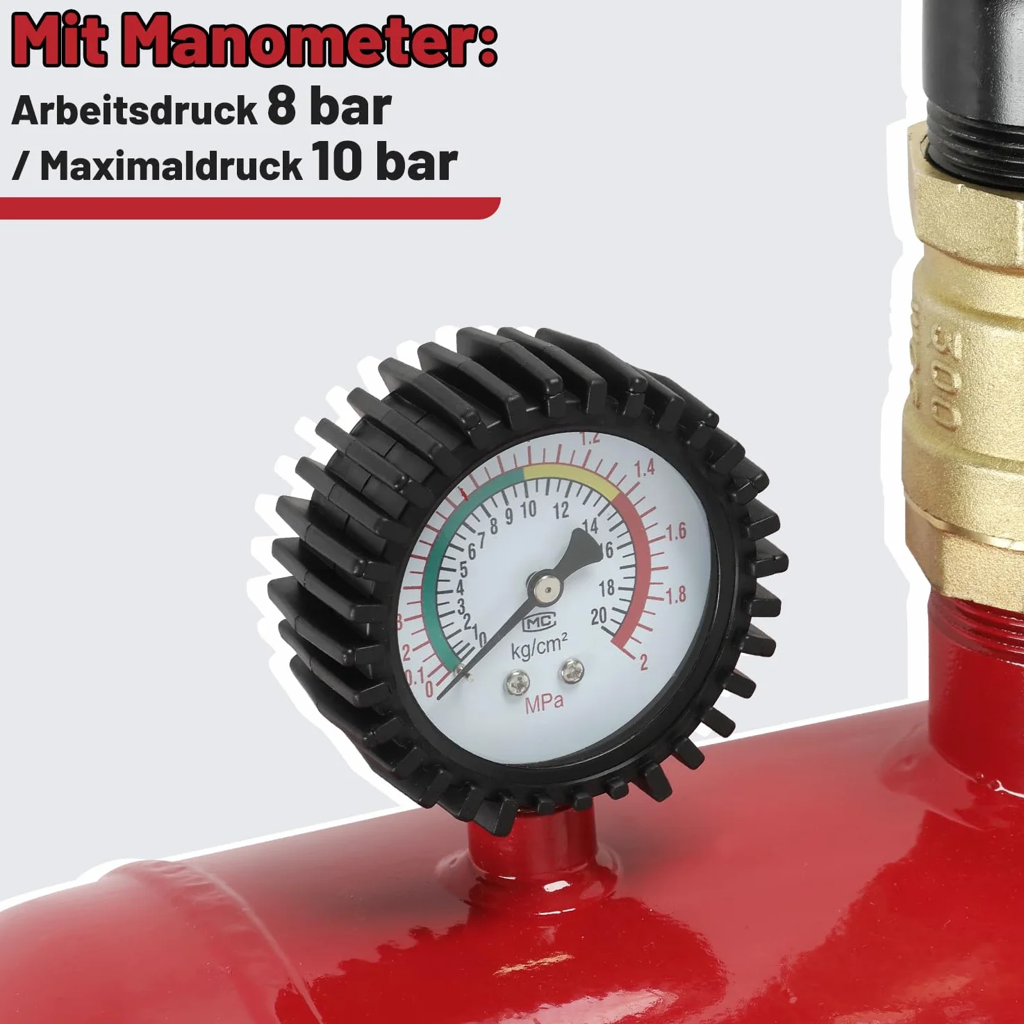 Inflador de neumáticos de 40 L, 300 x 595 mm, presión de trabajo 8 bar, máx. 10 bar, para coches, camiones, caravanas y vehículos todo terreno
