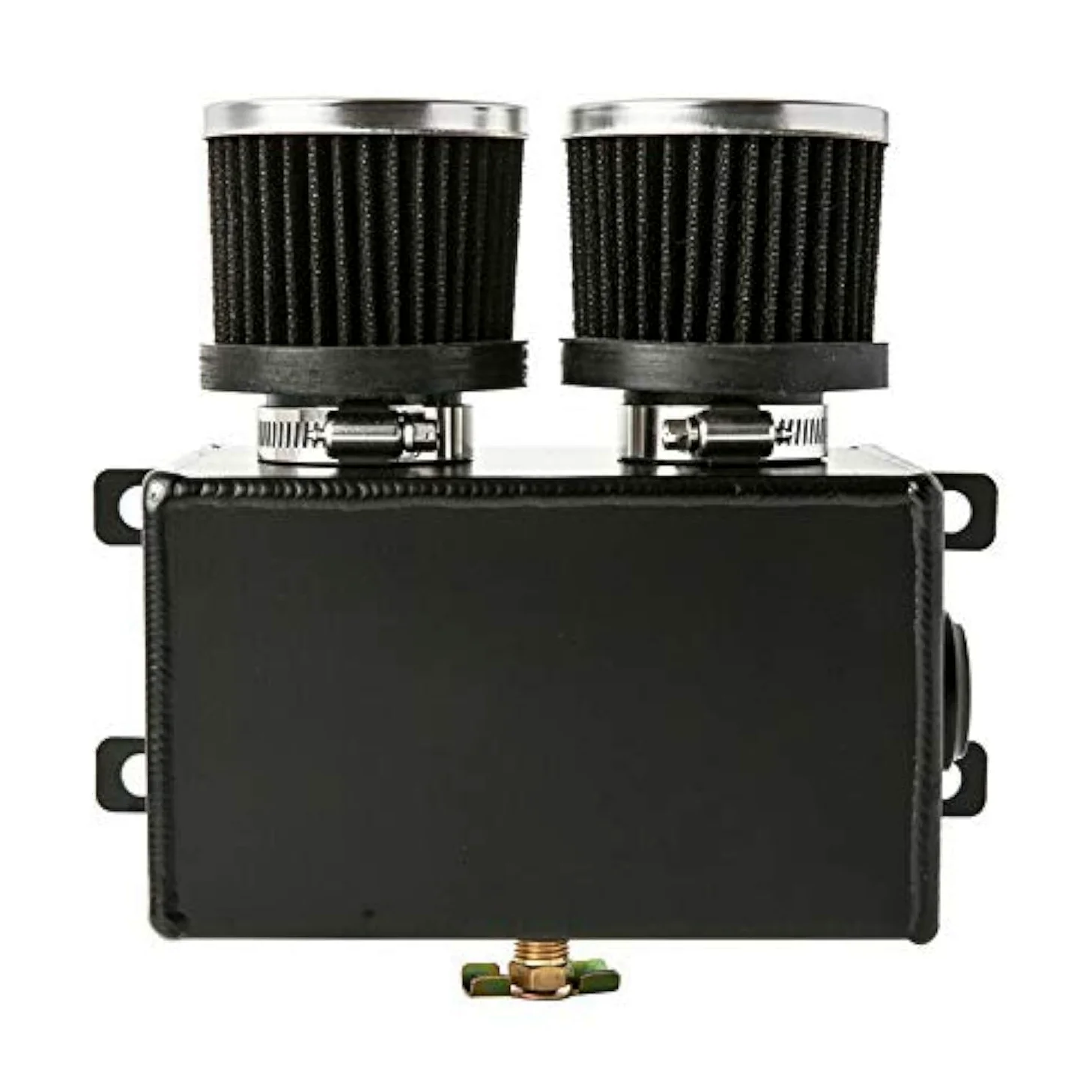 Soosee 1.2L Twin Baffle Dual Filter Engine AN8 Oil Catch Can Depvoir (Plata) (1.2L-Negro)