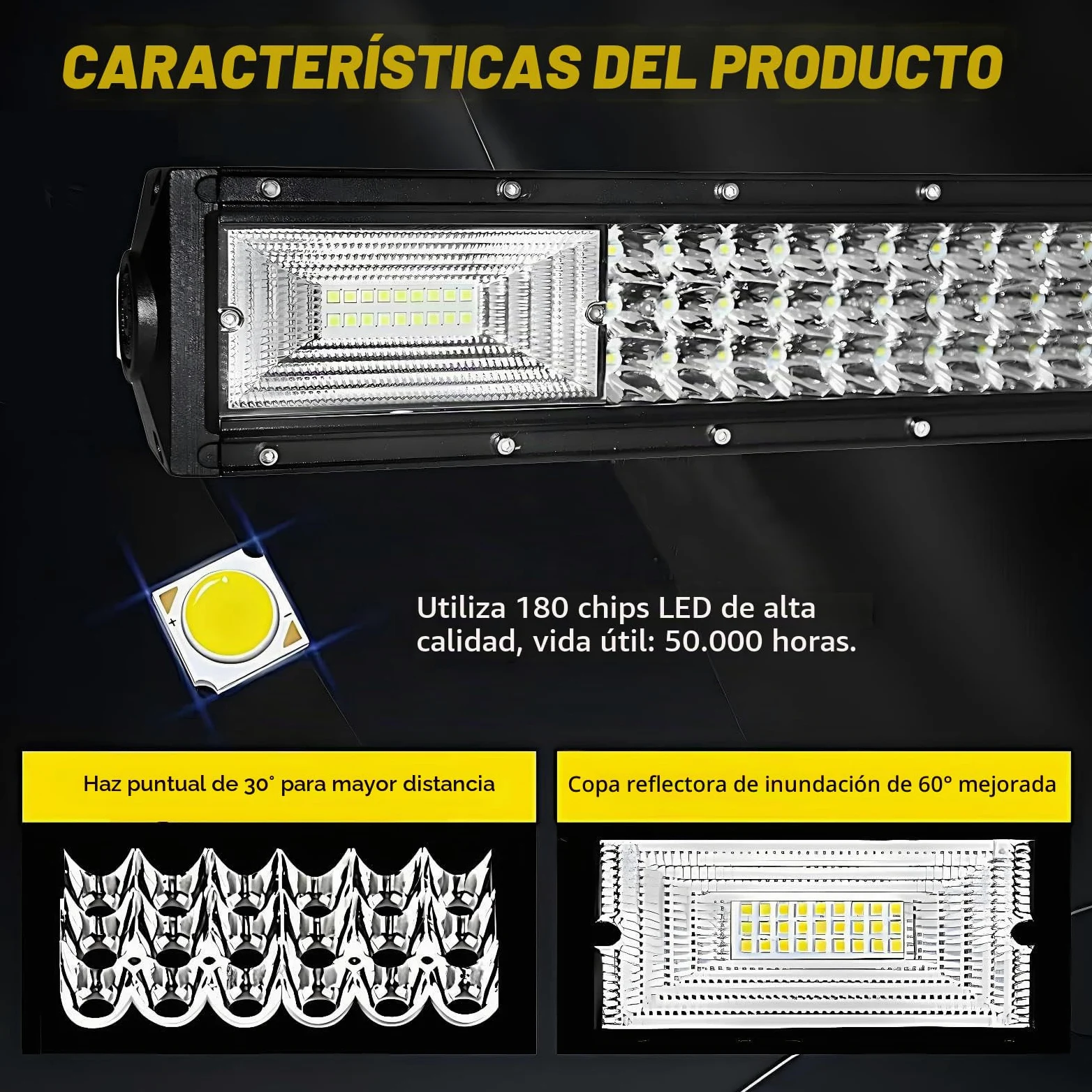 Barra de luz led,Barra Luminosa LED, 12v 24v, 42 Pulgadas 540w Triple Fila 7D, con cableado, Faro de Trabajo LED para camión,Tractor, camión, ATV,SUV (42 Pulgadas + cableado)
