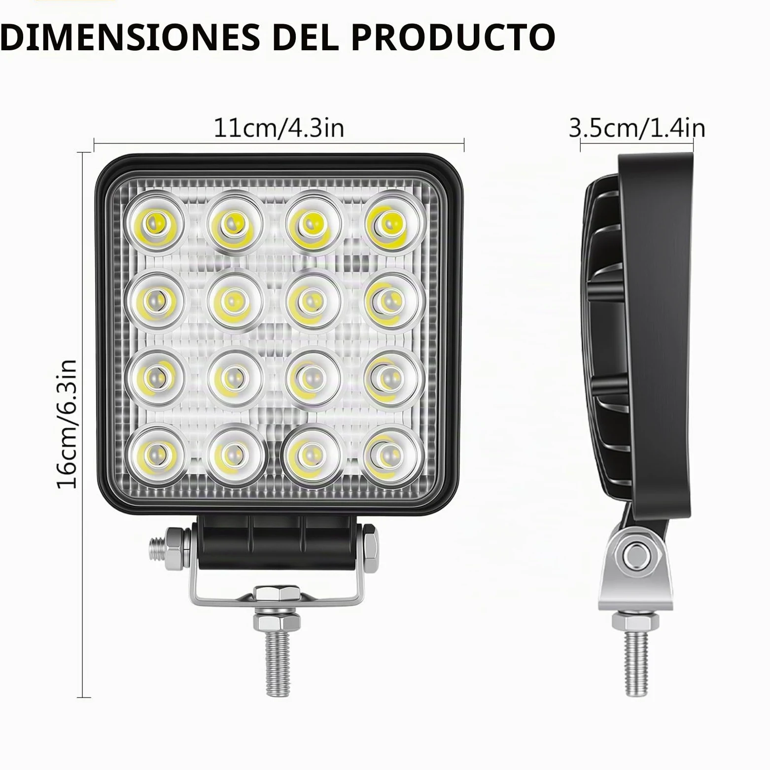 Willpower 2pcs Focos LED Tractor 48W Faro Trabajo Led 10cm Faros de Trabajo Luz Antiniebla Impermeable IP67 Inundación para Camiones Coche Off Road Todo Terreno Pickup ATV SUV Barco 12V 24V