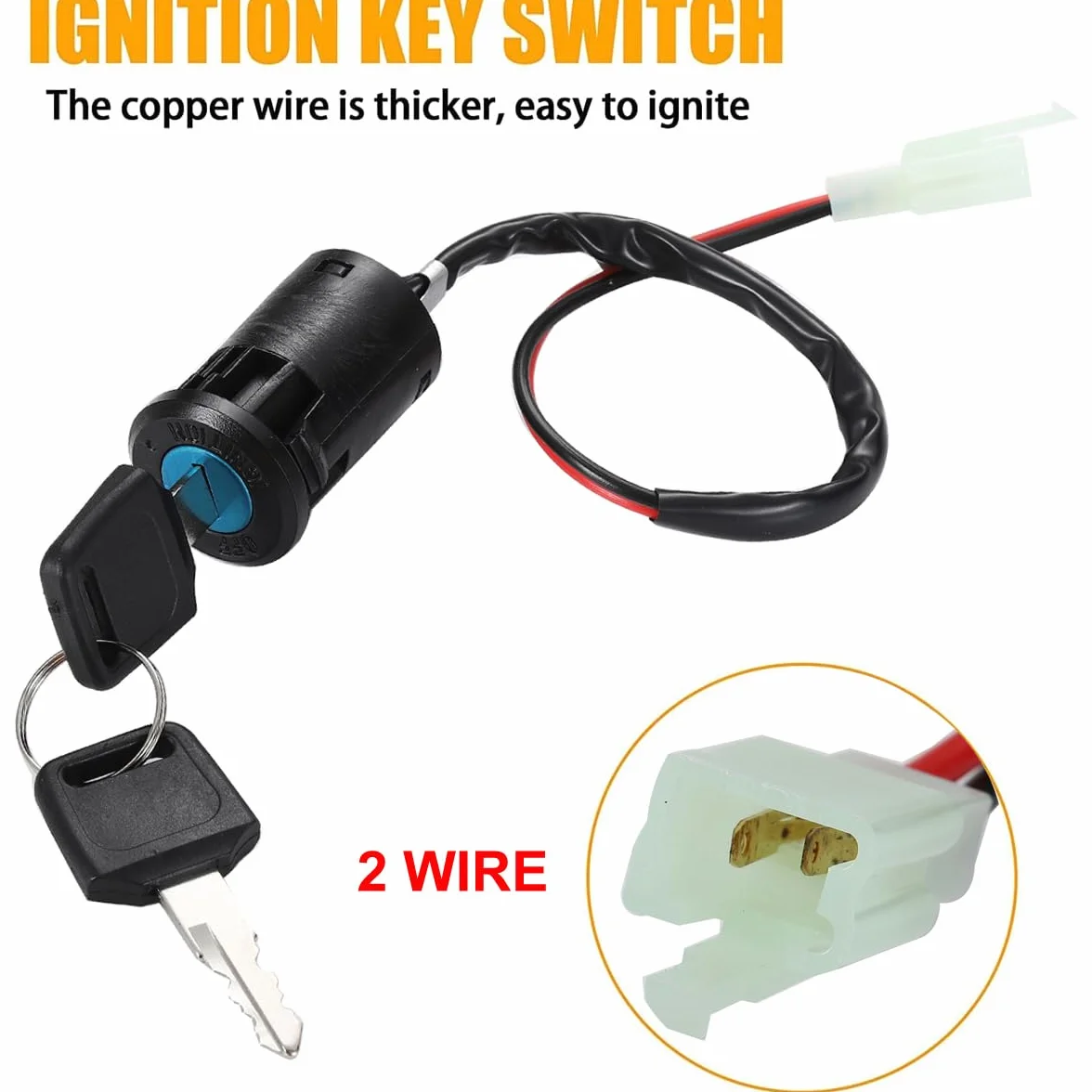 Greluma 1 Pieza Interruptor de llave de encendido de 2 cables para motocicleta Taotao Sunl ATV Quad Dirt Pocket Bike Scooter eléctrico