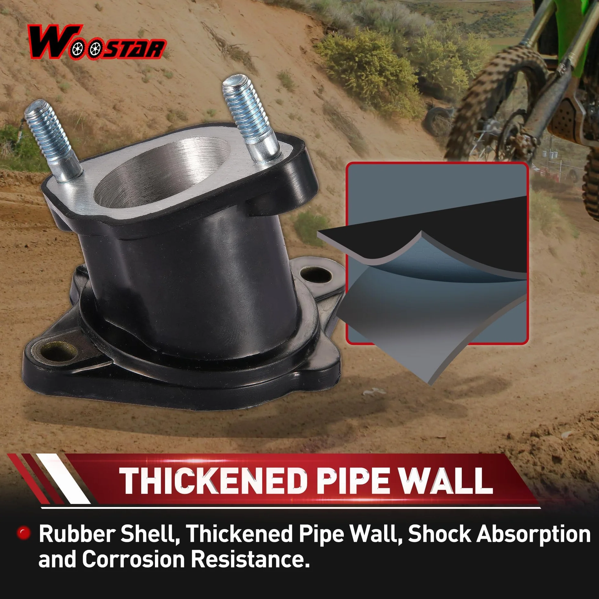WOOSTAR Tubo Admision Carburador 27mm Reemplazo para CG 125cc 150cc 200cc Motor Vertical Roketa Sunl BMS JCL Jetmoto ATV 4 Wheeler Quad Dirt Pit Bike Go Kart