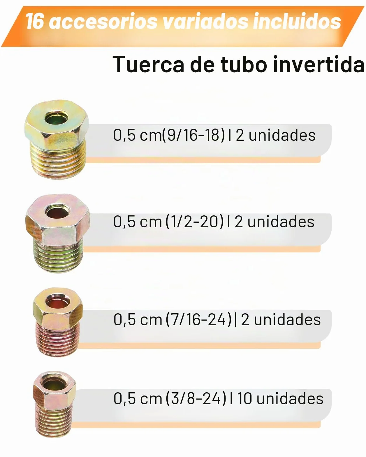 Herramienta Abocardar Tubos Freno, 7m Ø 4,75mm Tubo de Freno Cobre-Níquel Kit (16 Conexiones de Tornillo + 4 Conectores)