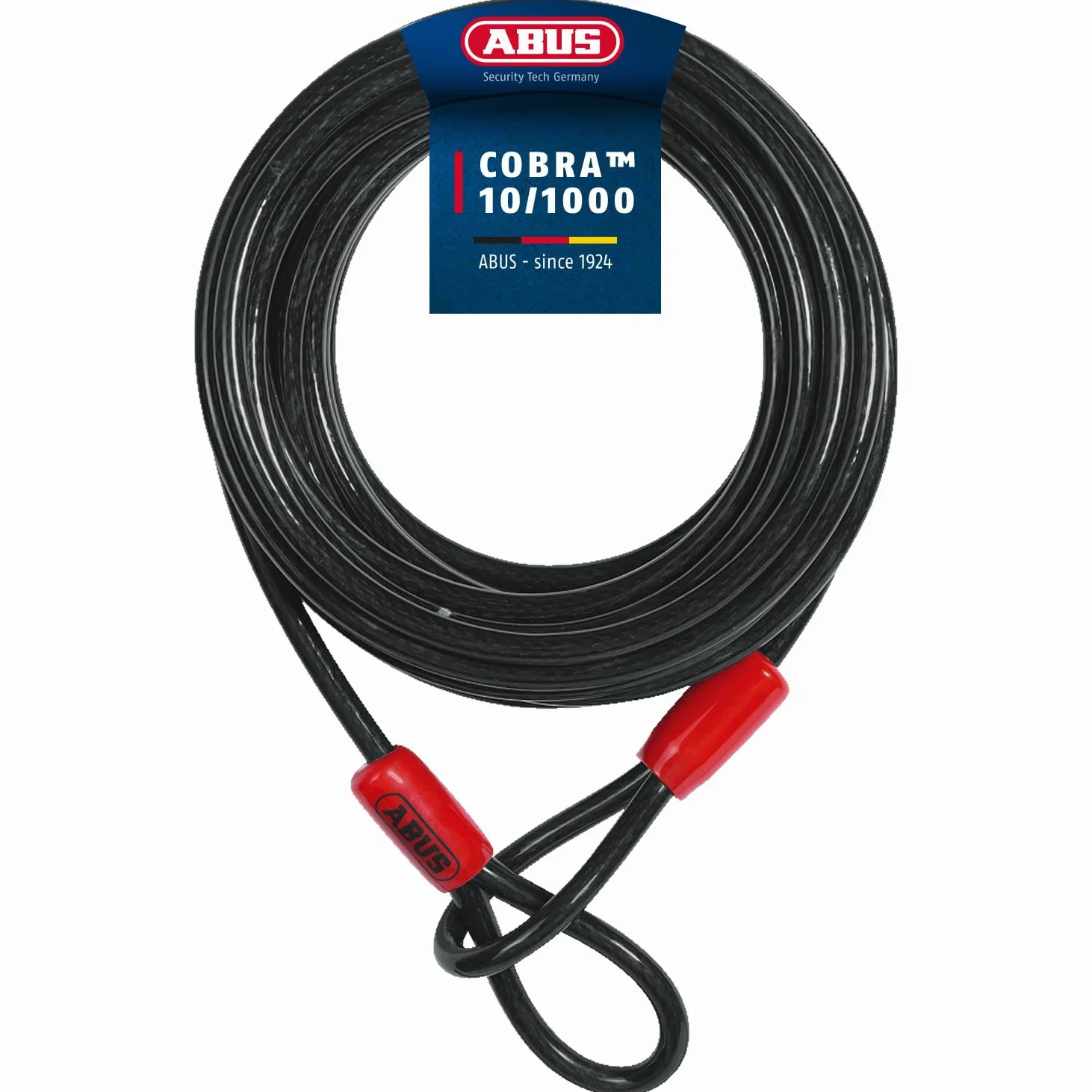 ABUS Cable de lazo Cobra 10 - cable de acero recubierto de plástico - seguridad para accesorios de bicicletas y motos - 10 metros de longitud, 10 mm de grosor
