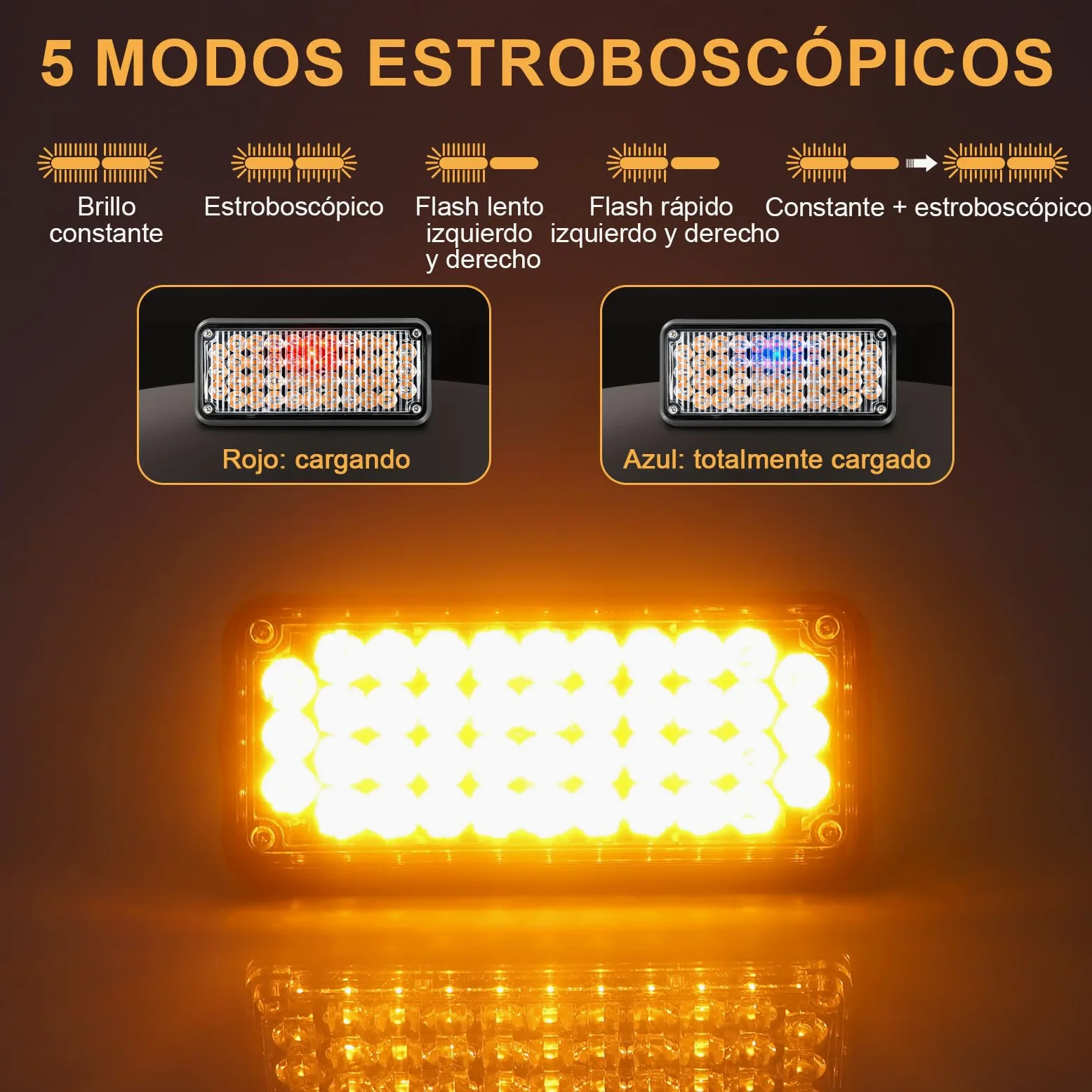 Dinfu LED faro giratorio batería, luz de advertencia amarillo 12V imán inalámbrico 12v luz amarilla led intermitente con 5 modos estroboscópicos intermitentes para coche camión tractor coche camión