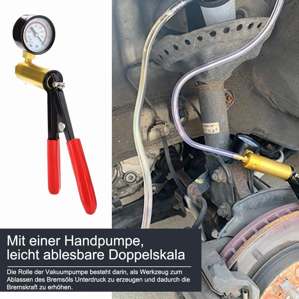 Dispositivo de purga de frenos, bomba de vacío, comprobador de vacío, adaptador para vehículos de motor, camiones y coches y motocicletas con bolsa de transporte