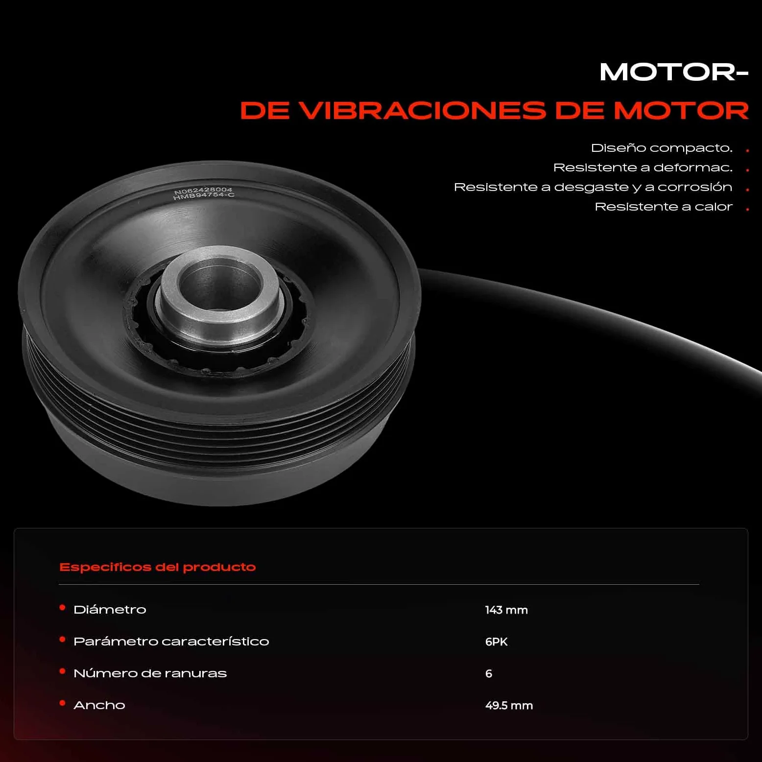 Frankberg Polea del cigüeñal para motor de gasolina 11237525135 | Compatible con: M.i.n.i R50 R53, M.i.n.i Convertible R52
